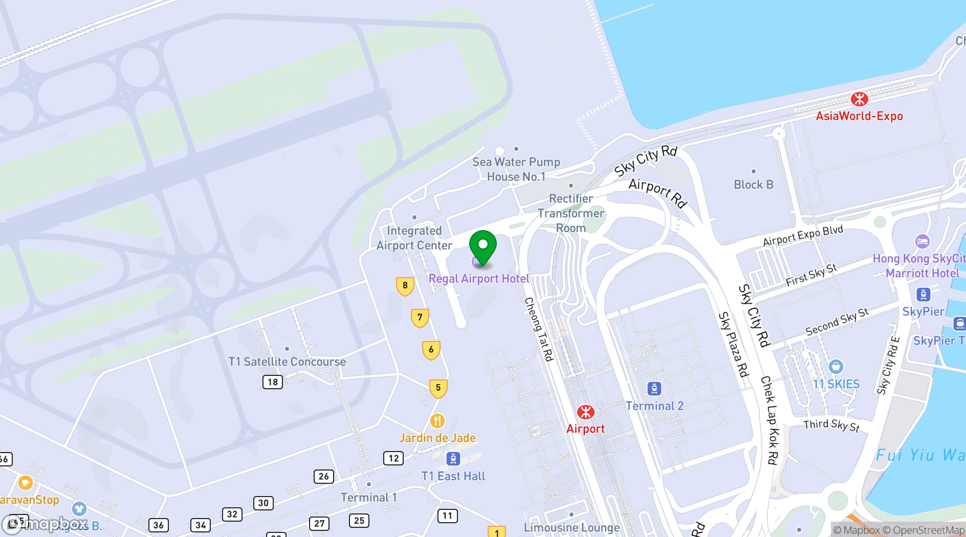 Map showing Regal Airport Hotel Meeting & Conference Centre