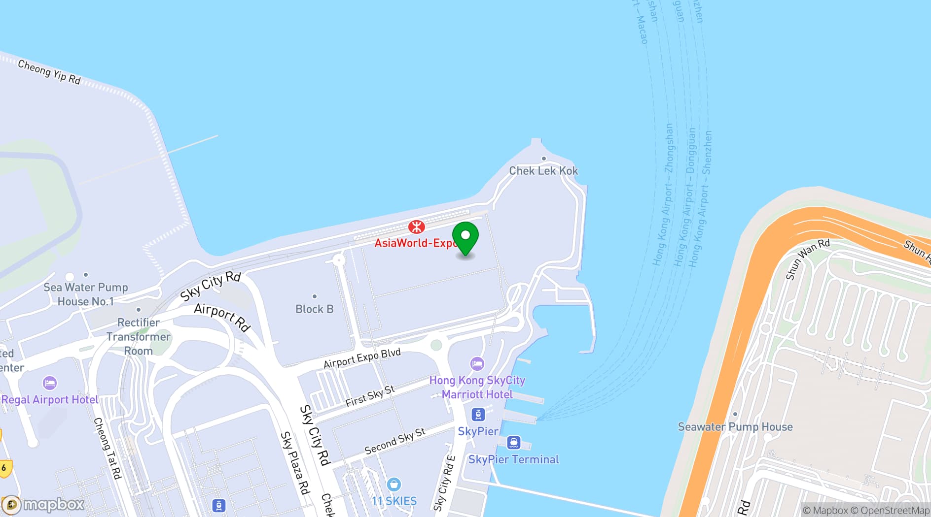 Map showing AsiaWorld-Expo