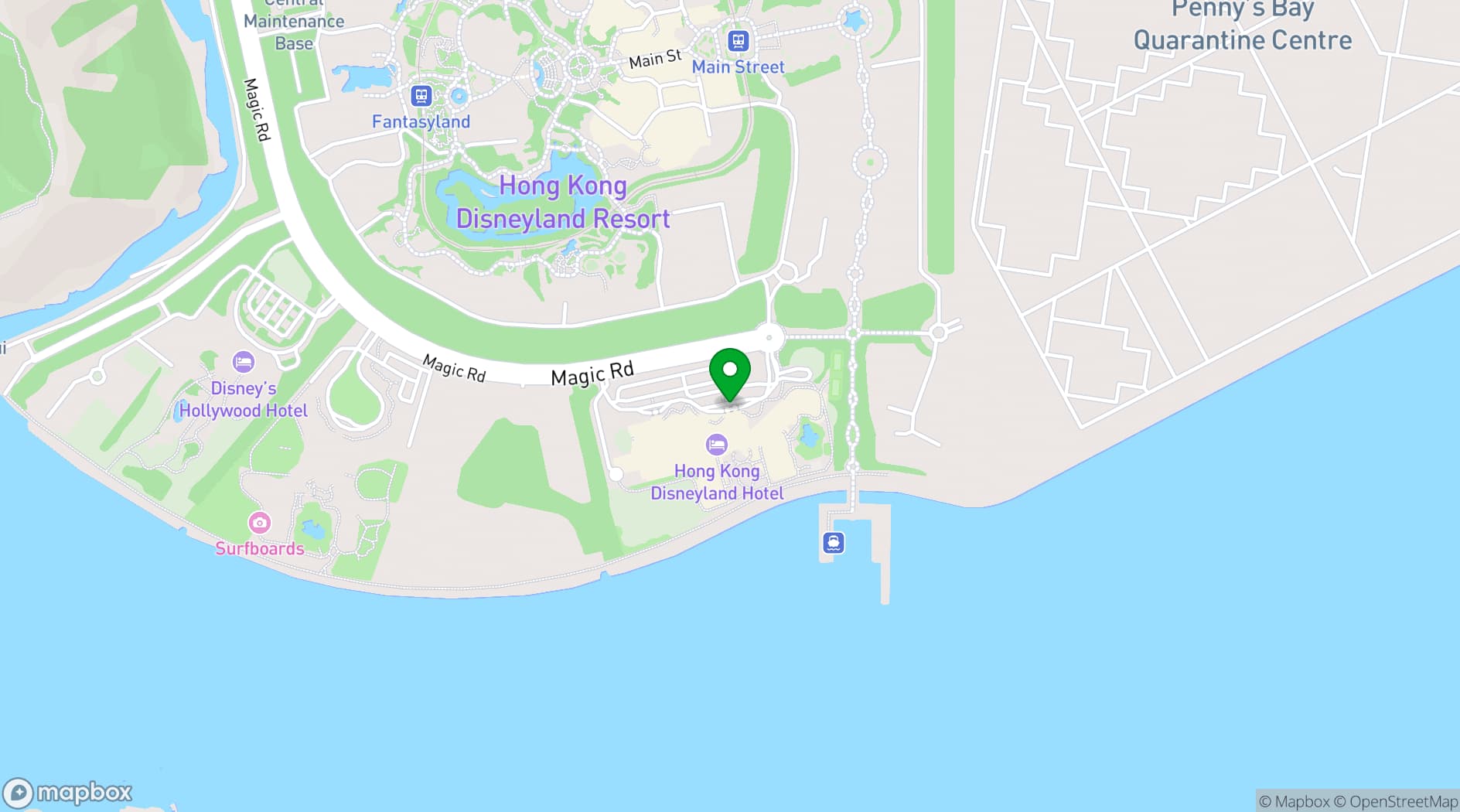 Map showing Hong Kong Disneyland