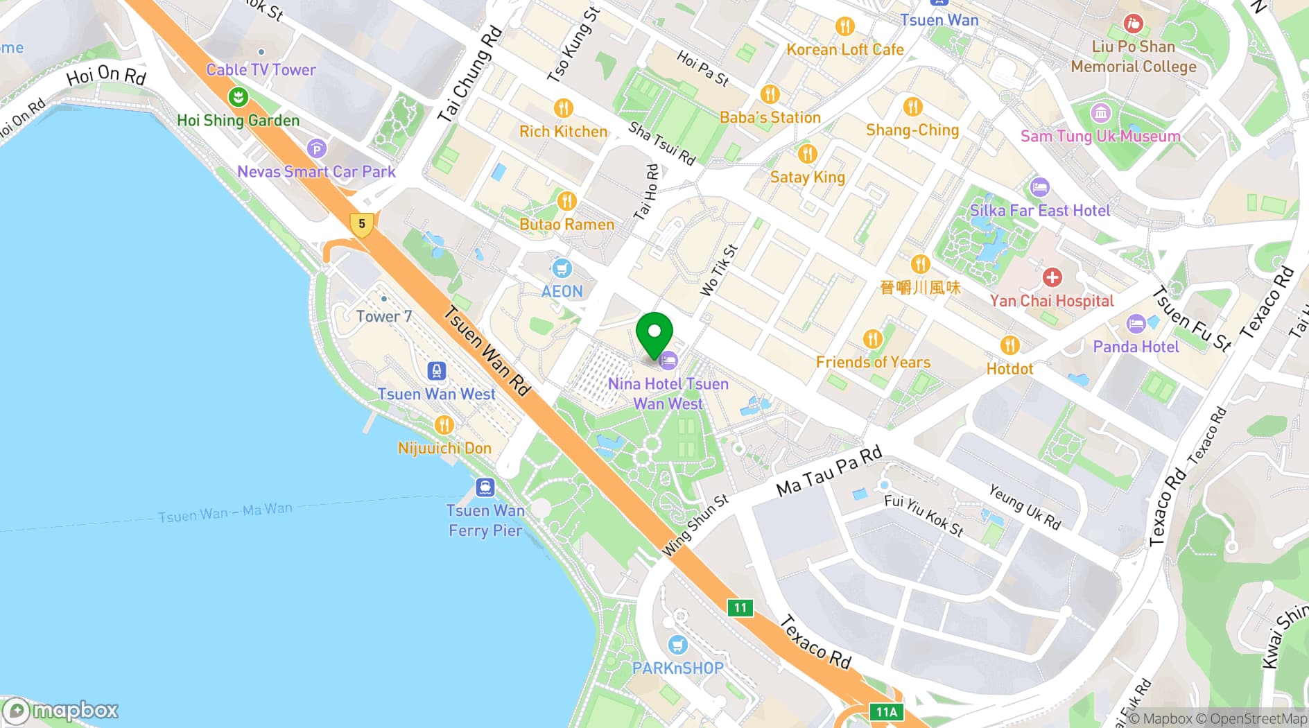 Map showing Nina Hotel Tsuen Wan West