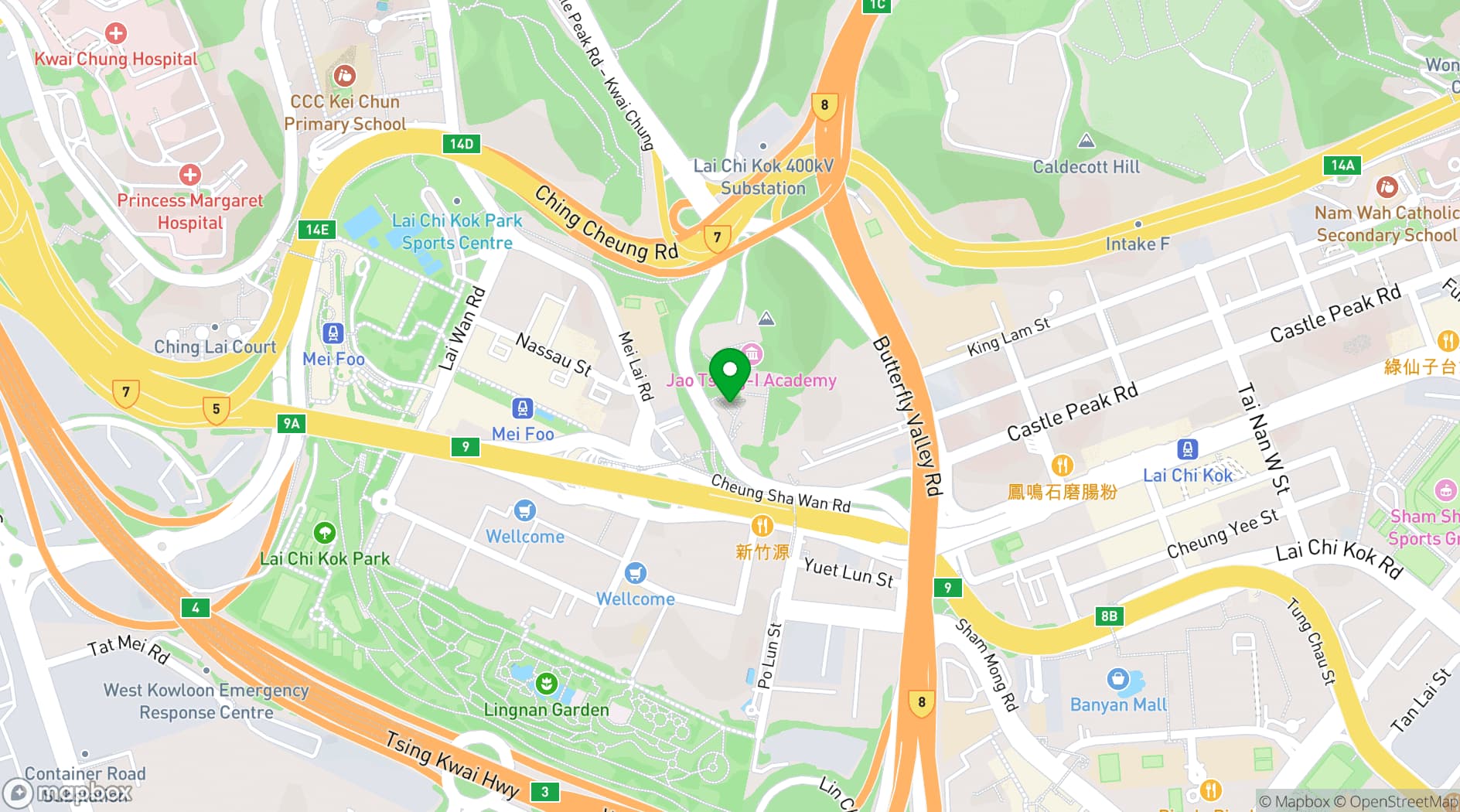 Map showing Jao Tsung-I Academy