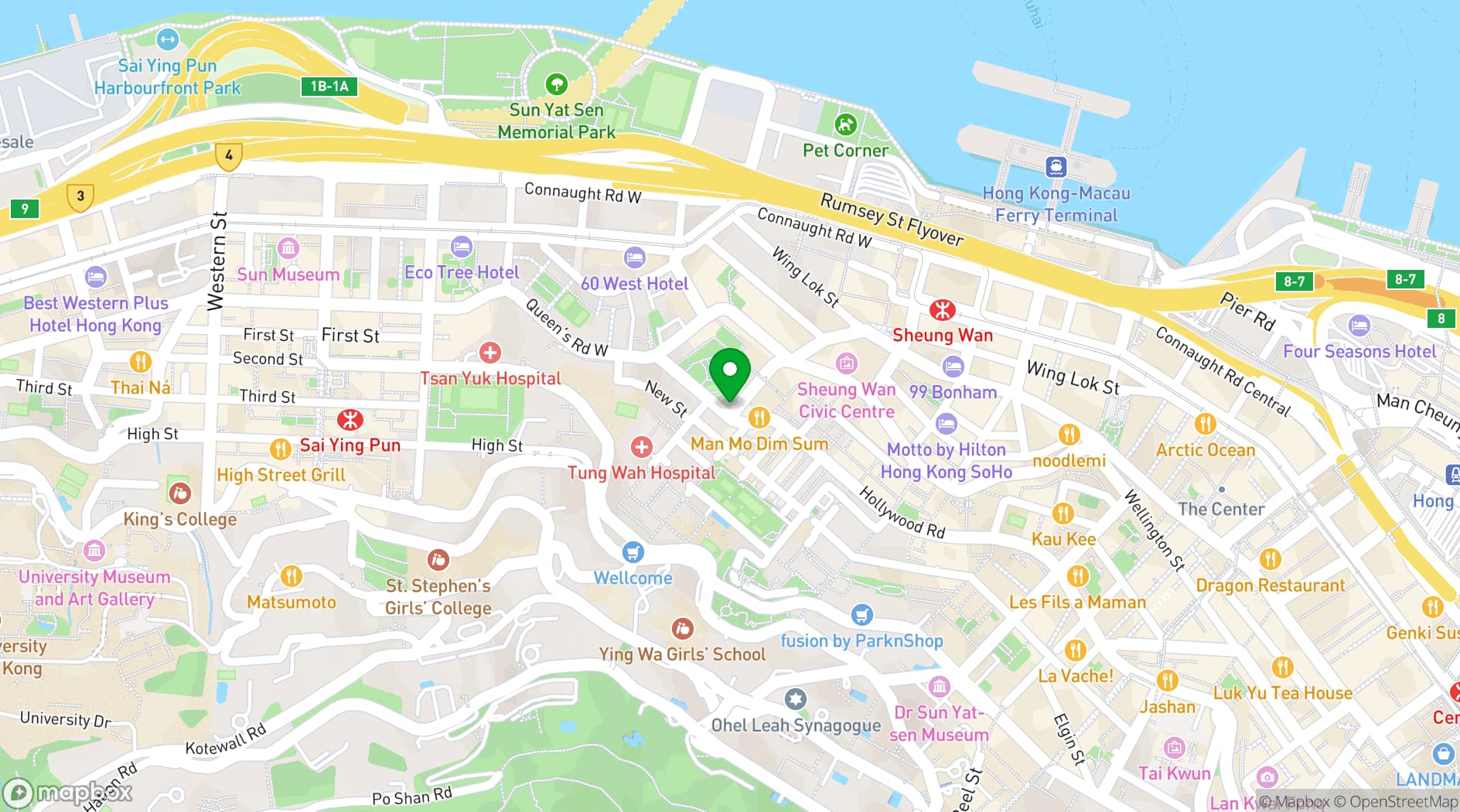 Map showing Travelodge Central Hollywood Road