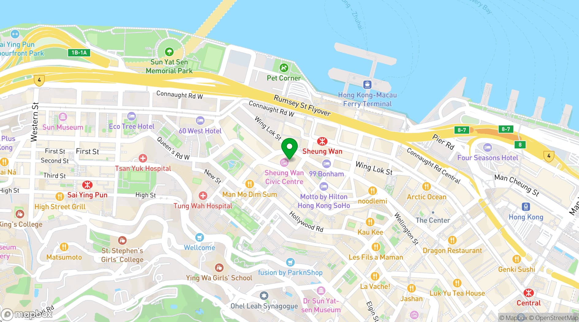 Map showing Sheung Wan Civic Centre