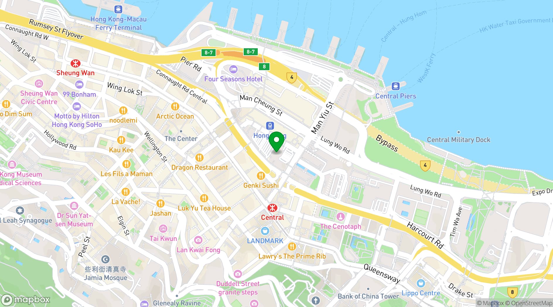 Map showing America Club Hong Kong