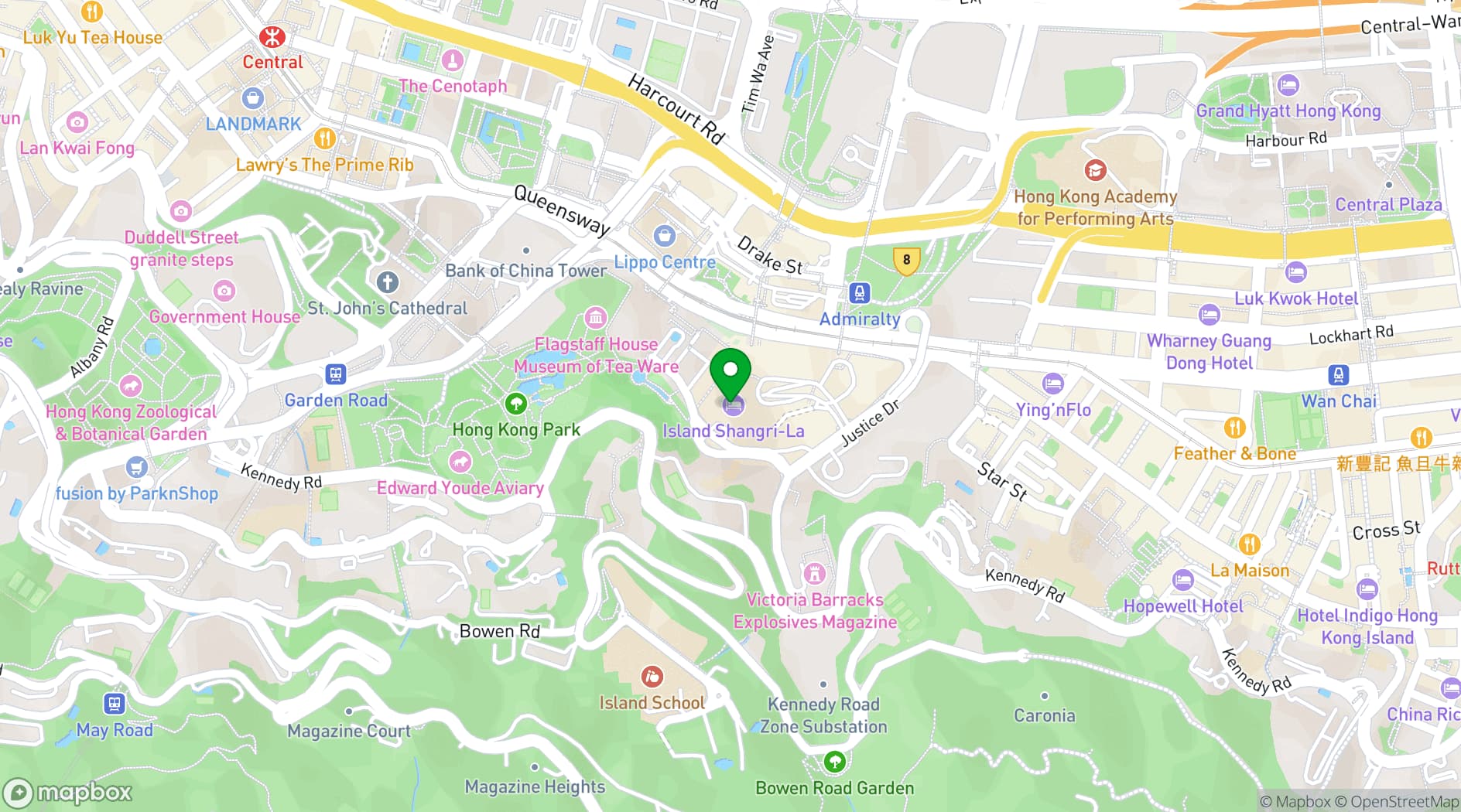 Map showing Kowloon Shangri-La, Hong Kong