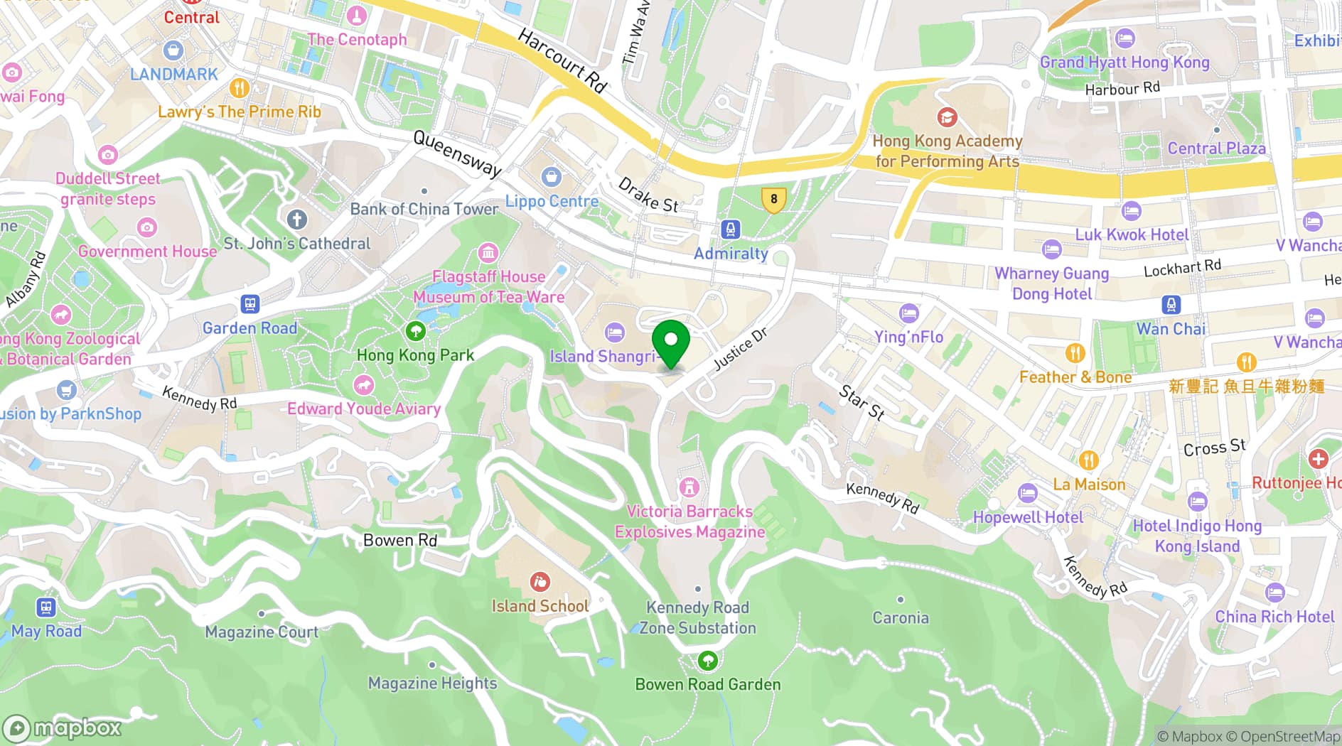 Map showing Conrad Hong Kong