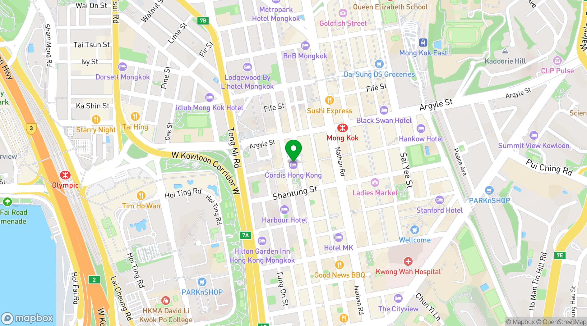 Map showing Ming Court