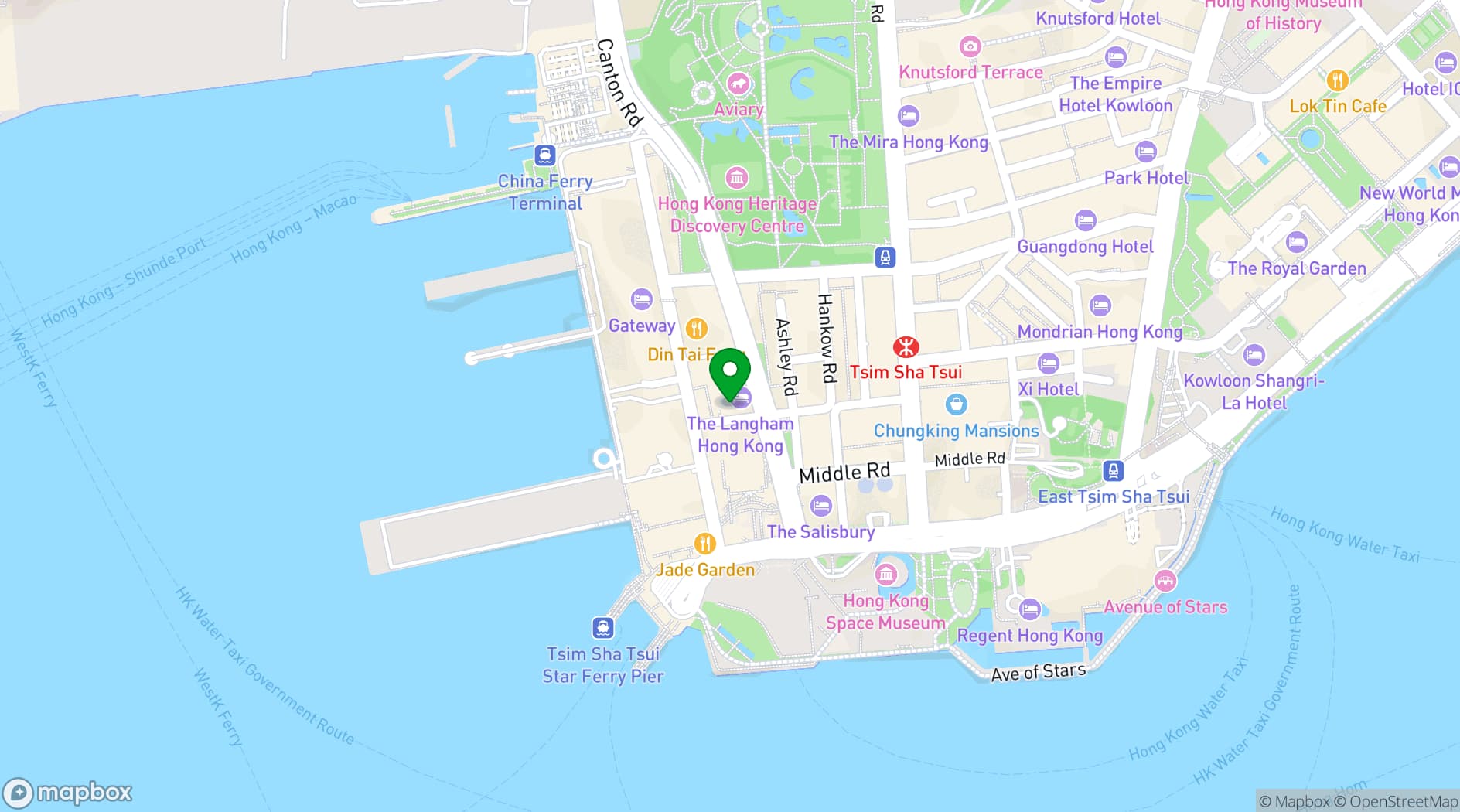 Map showing The Langham Hong Kong