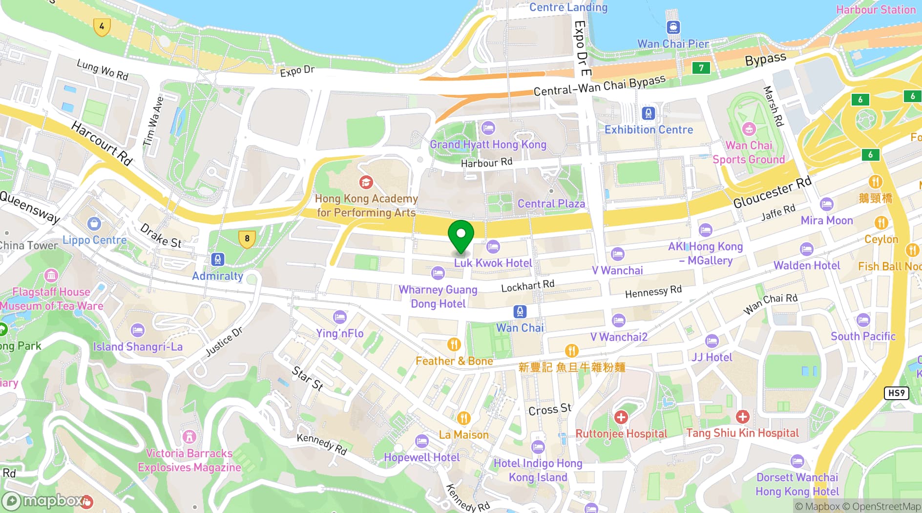 Map showing The Hive Wan Chai