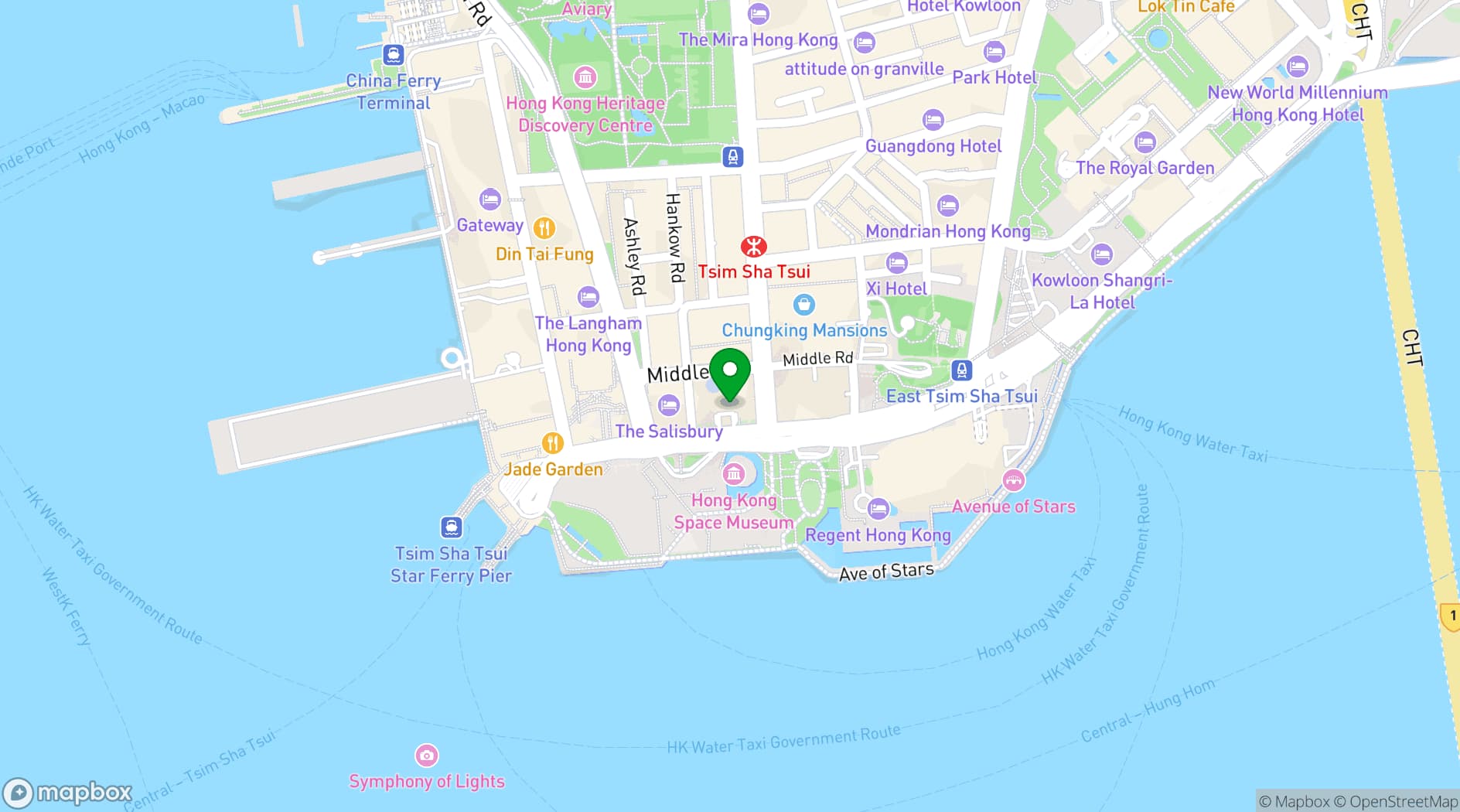 Map showing The Peninsula Hong Kong
