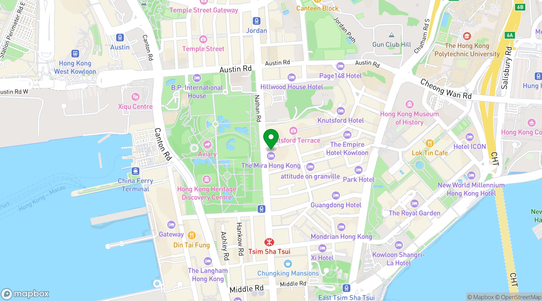 Map showing The Mira Hong Kong
