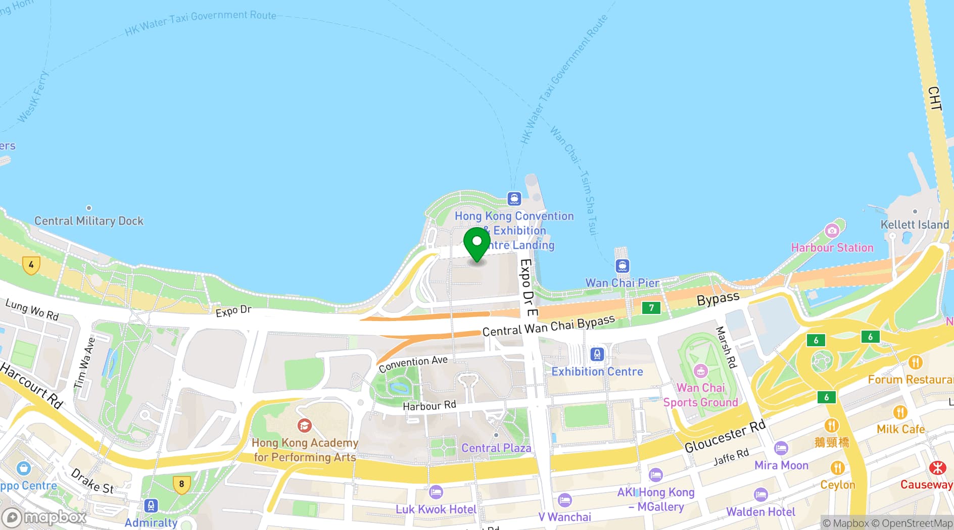 Map showing Hong Kong Convention and Exhibition Centre