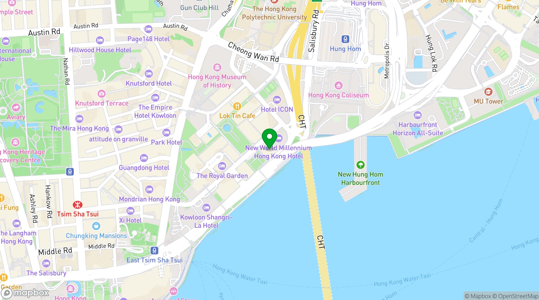 Map showing InterContinental Grand Stanford Hong Kong