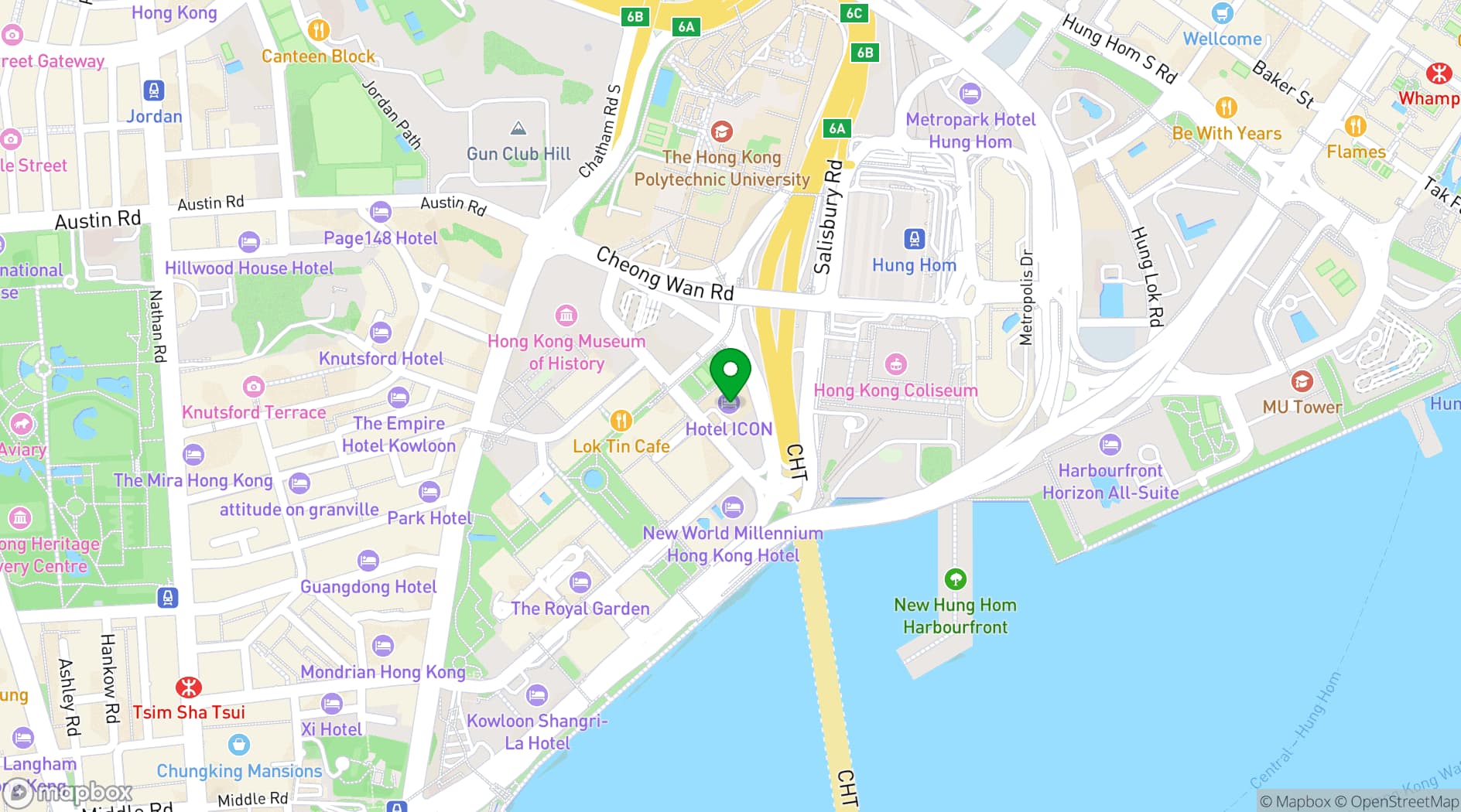 Map showing Hotel ICON