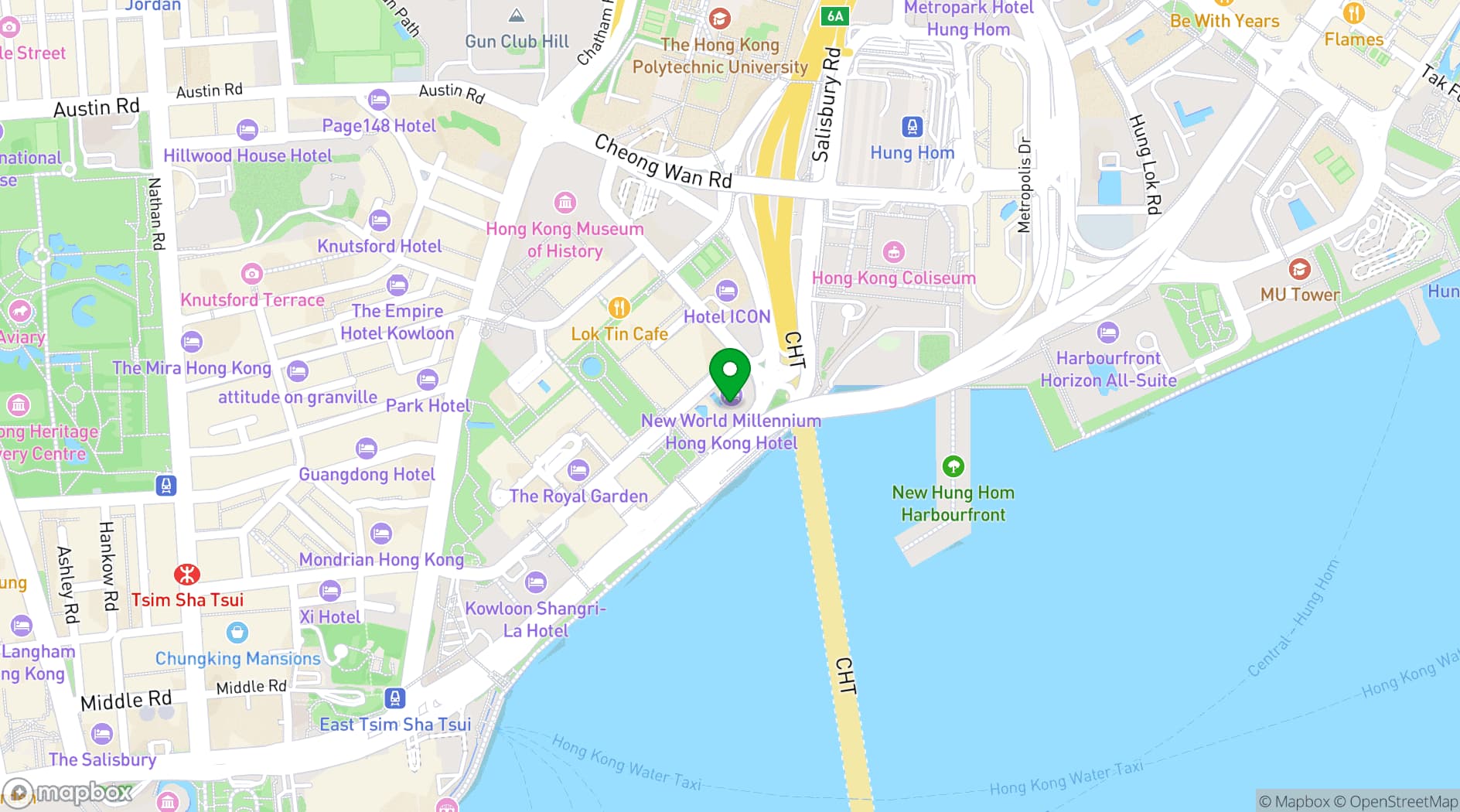 Map showing New World Millennium Hotel
