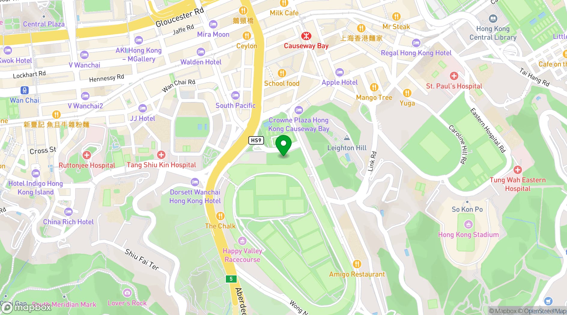 Map showing Hong Kong Football Club