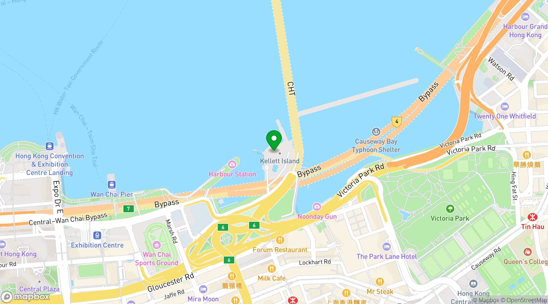 Map showing Royal Hong Kong Yacht Club