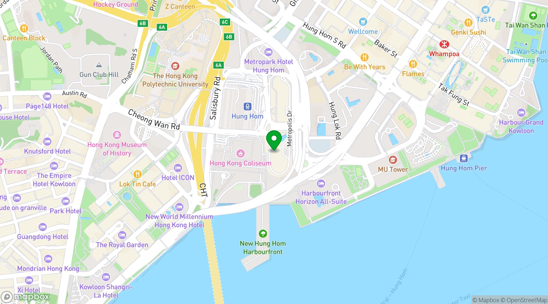 Map showing Harbour Plaza Metropolis Hong Kong