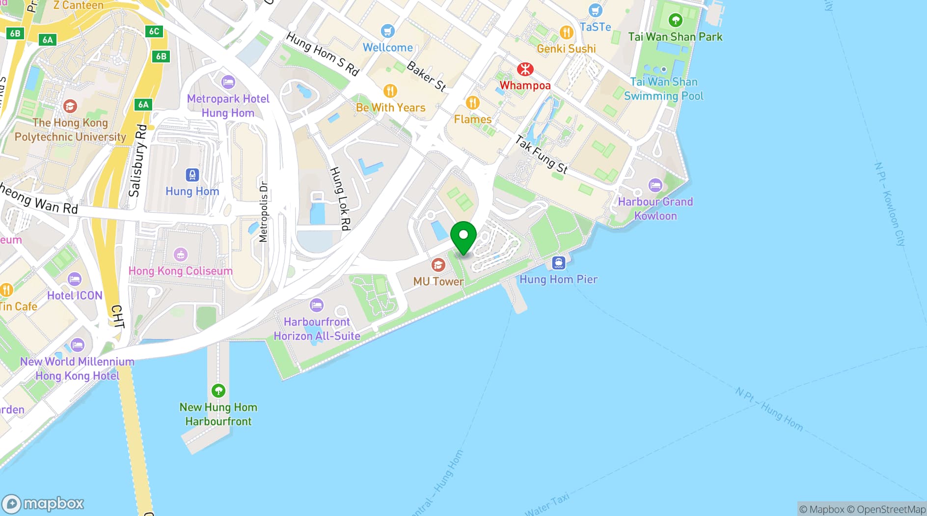 Map showing Kerry Hotel, Hong Kong