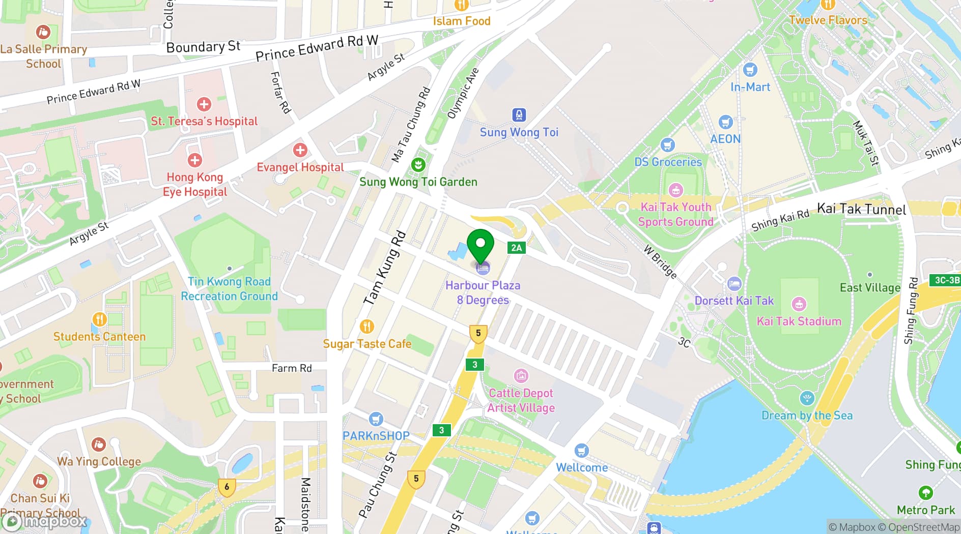 Map showing Harbour Plaza 8 Degrees