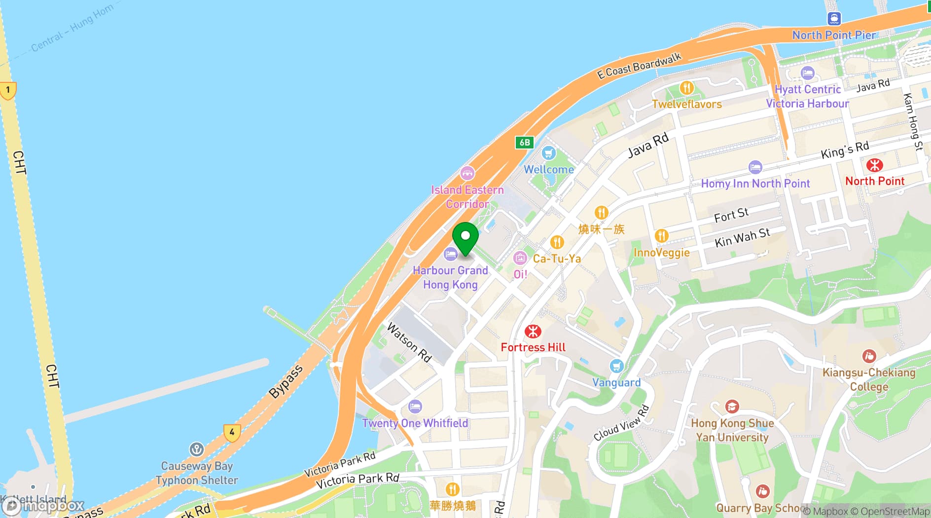 Map showing Harbour Grand Hong Kong