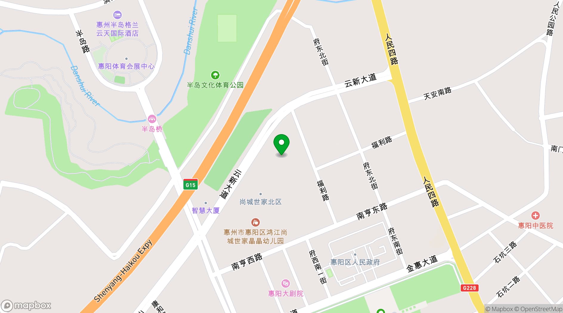 Map showing Grand Skylight International Hotel Huizhou