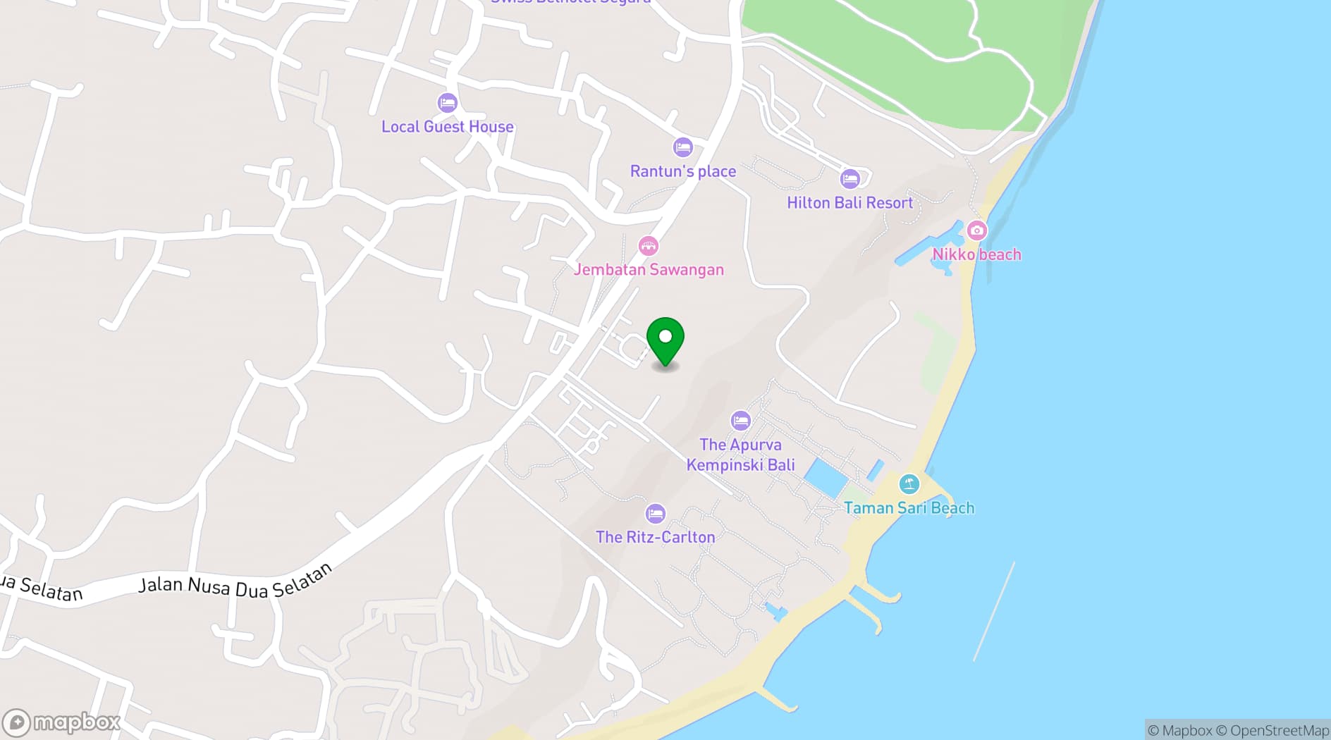 Map showing The Apurva Kempinski Bali