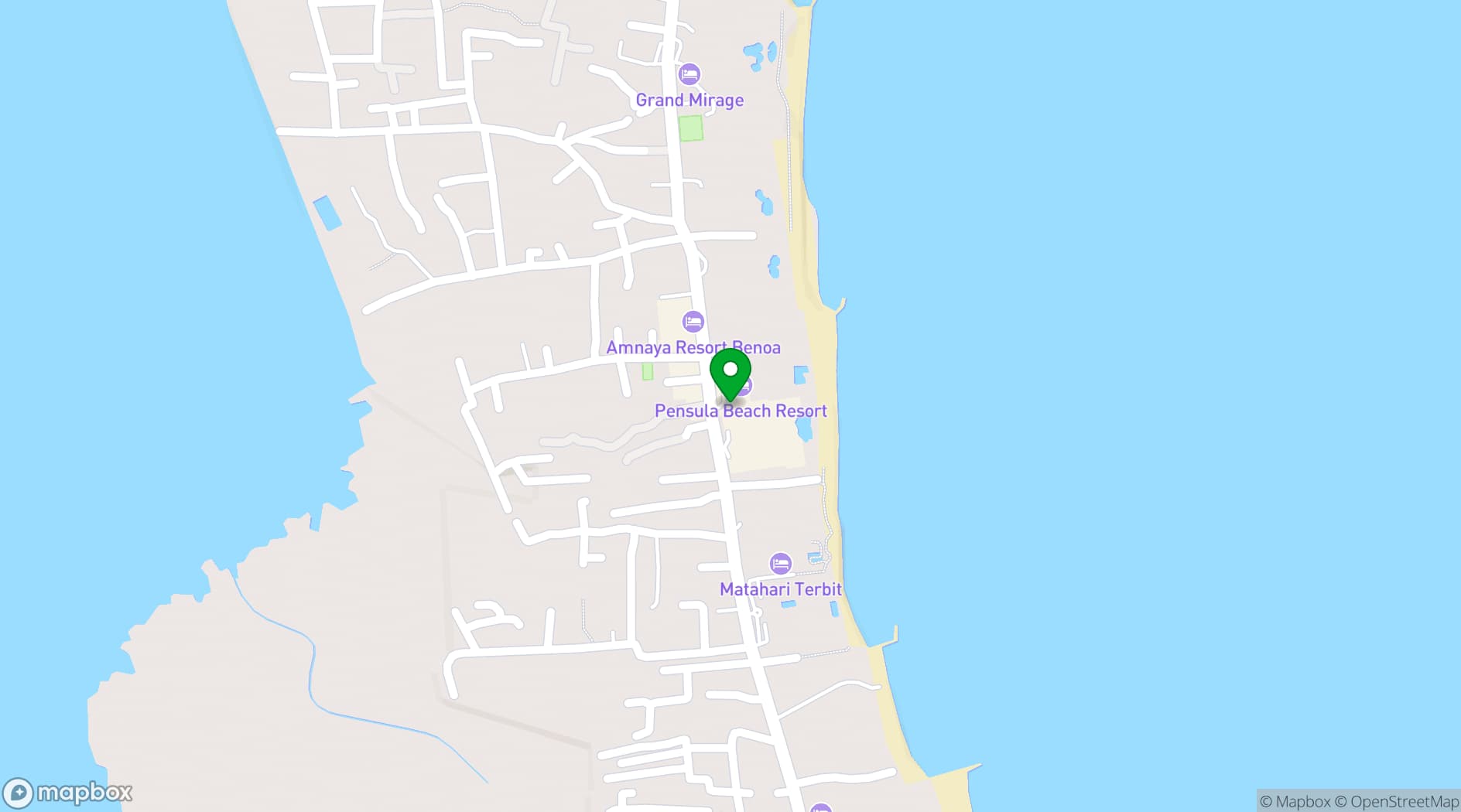 Map showing Hotel Nikko Bali Benoa Beach