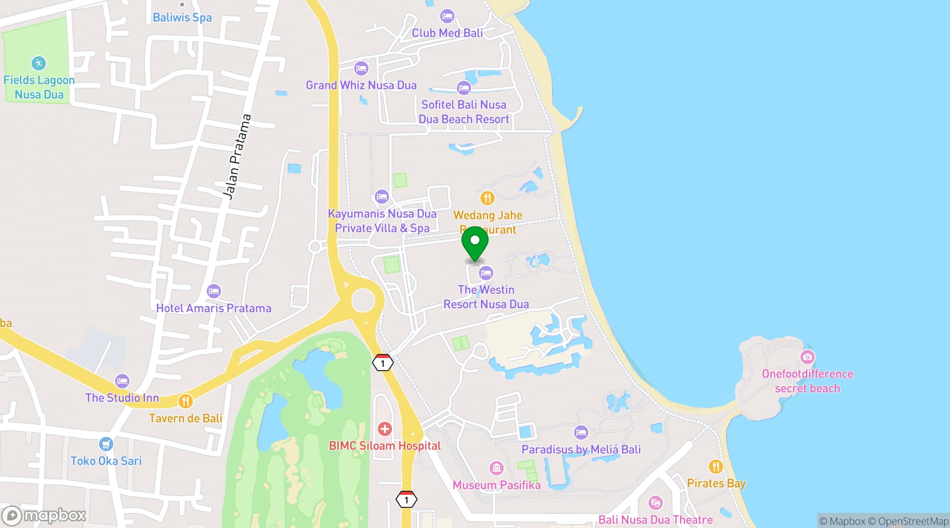 Map showing Bali International Convention Centre (BICC)