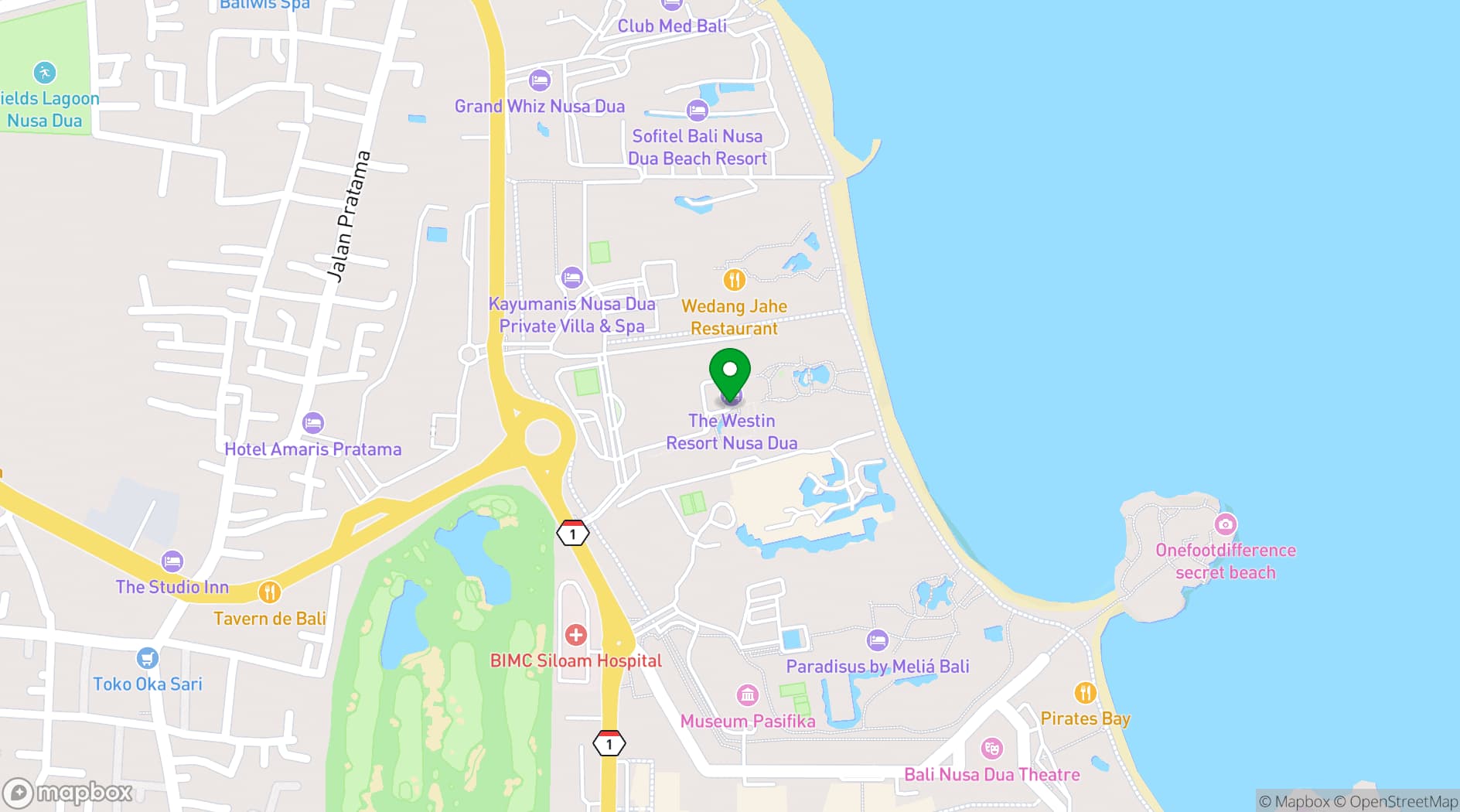 Map showing The Westin Resort Nusa Dua, Bali