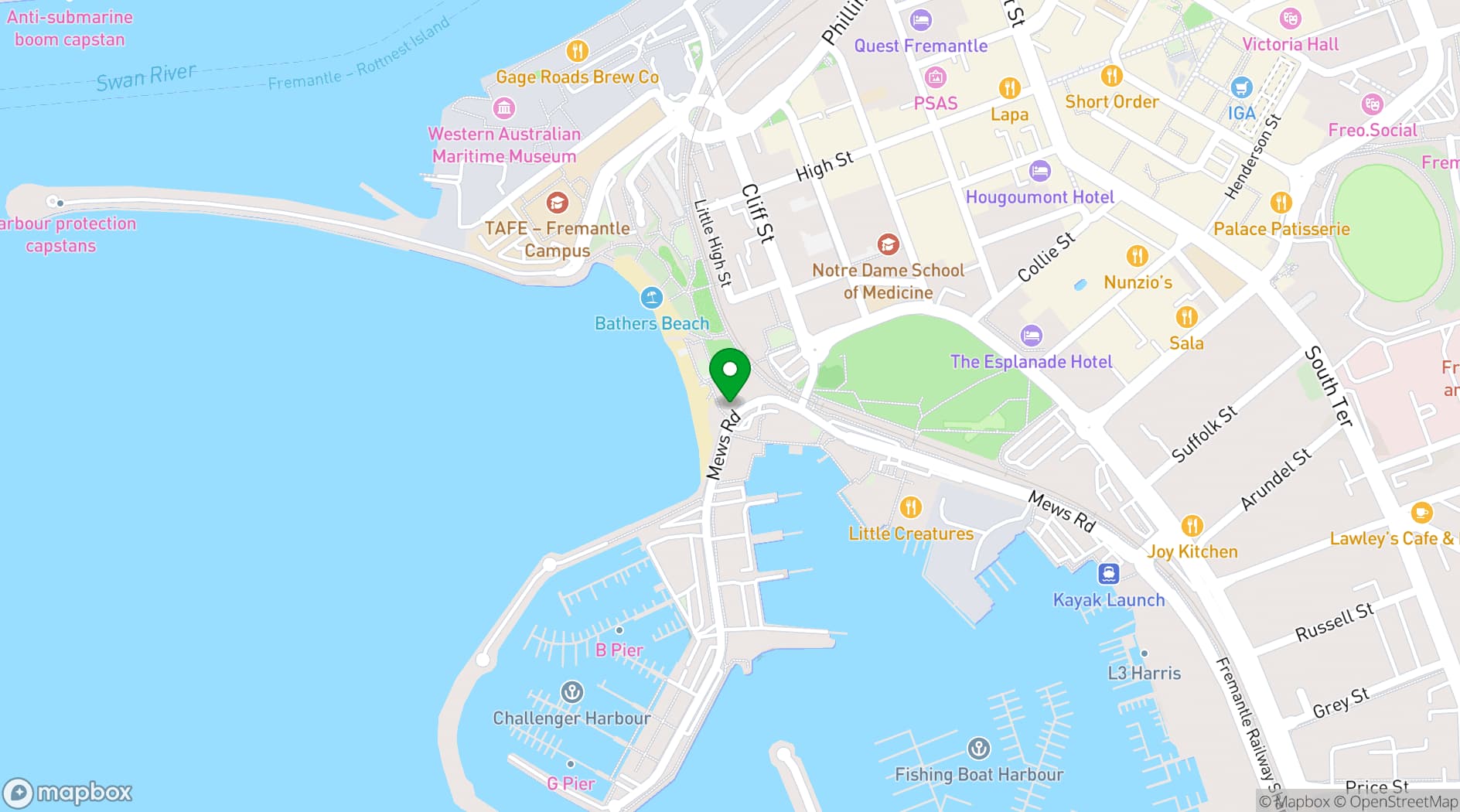 Map showing Bathers Beach House