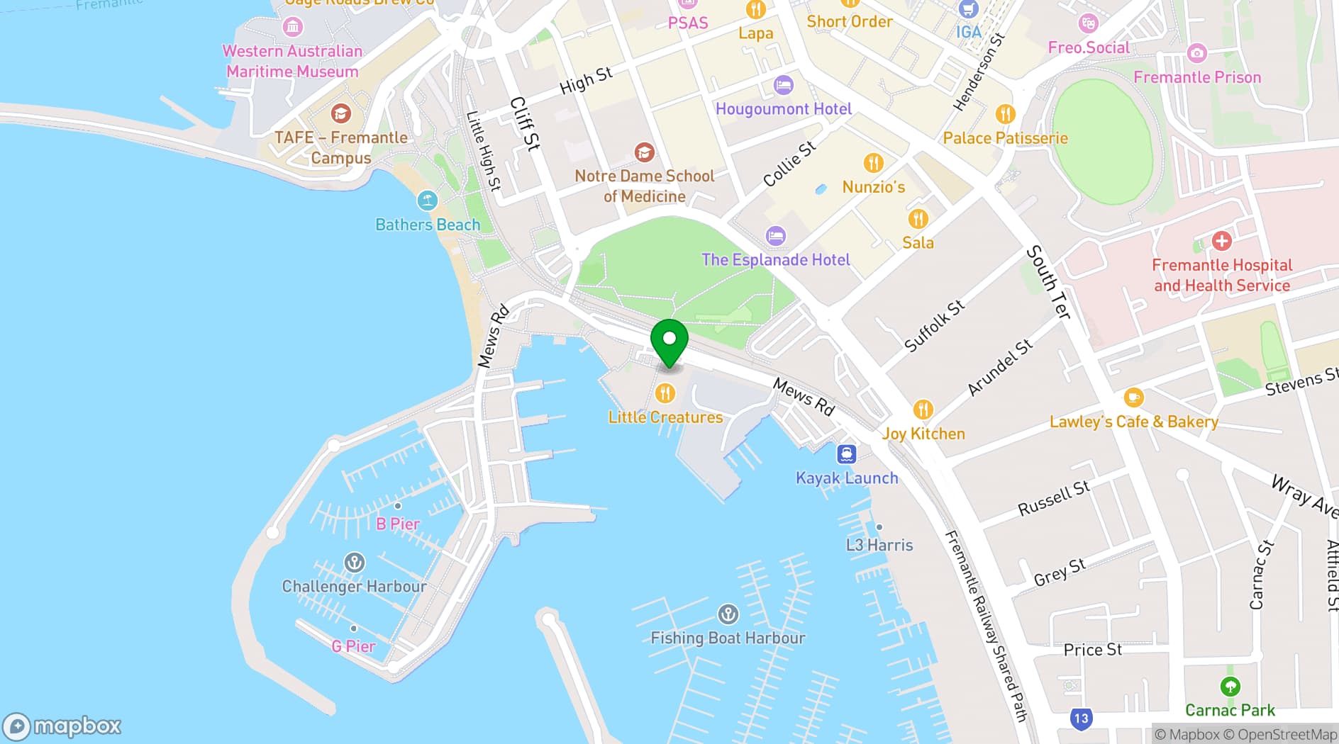 Map showing Little Creatures Brewery