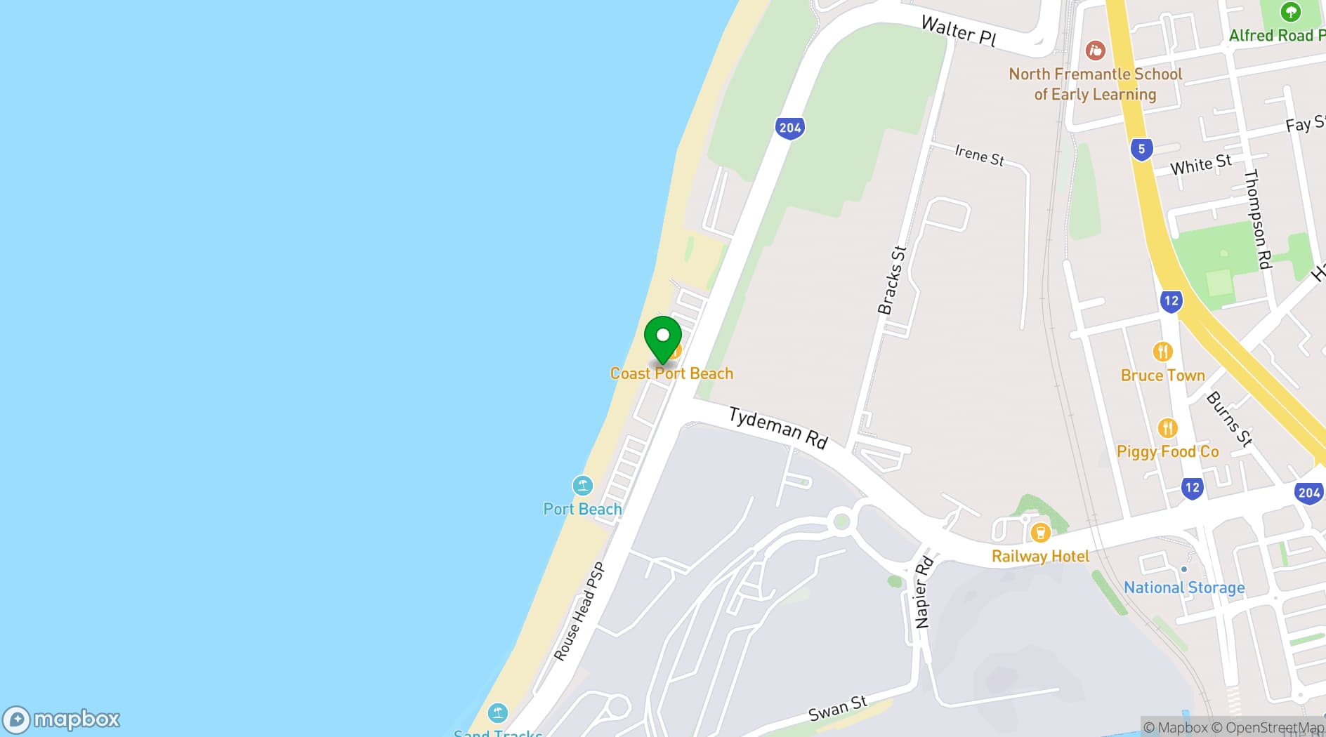 Map showing Coast Port Beach