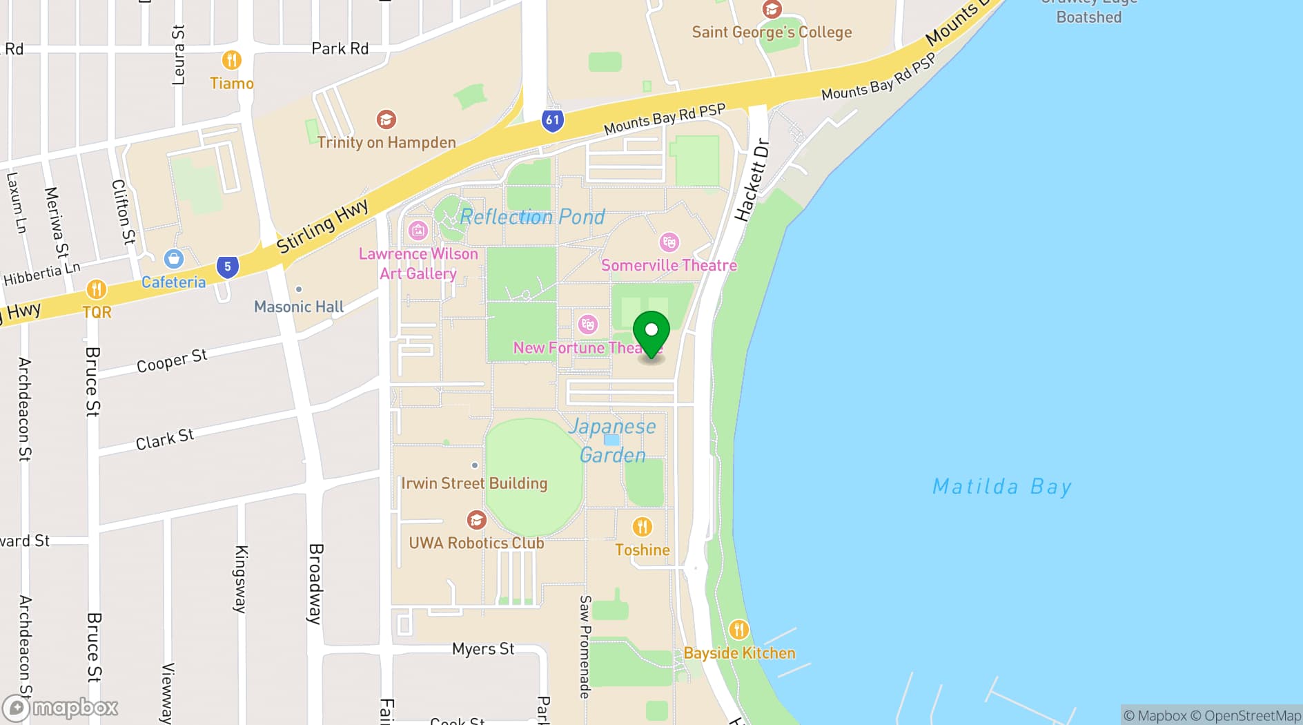 Map showing The University Club of Western Australia