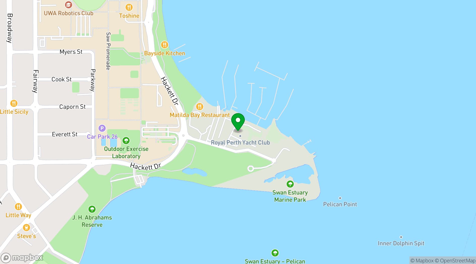 Map showing Royal Perth Yacht Club