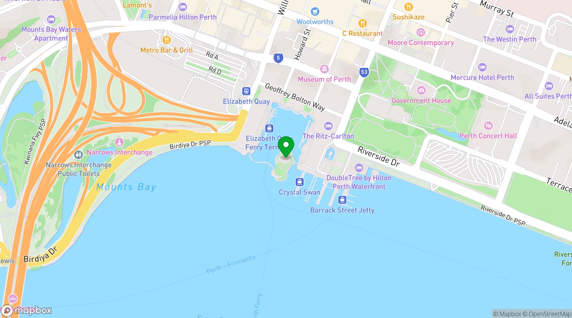 Map showing The Island at Elizabeth Quay