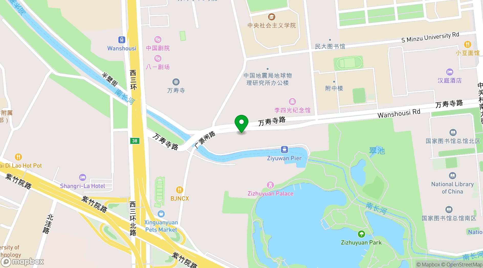Map showing Shangri-La Hotel, Beijing