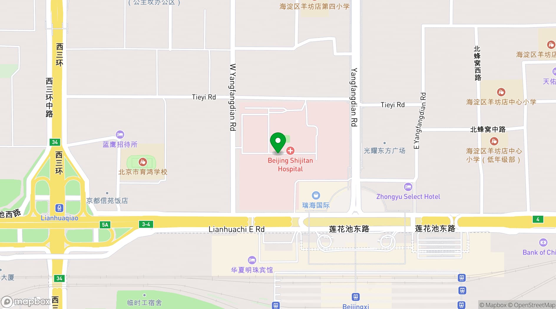 Map showing Xinyuan Hotel