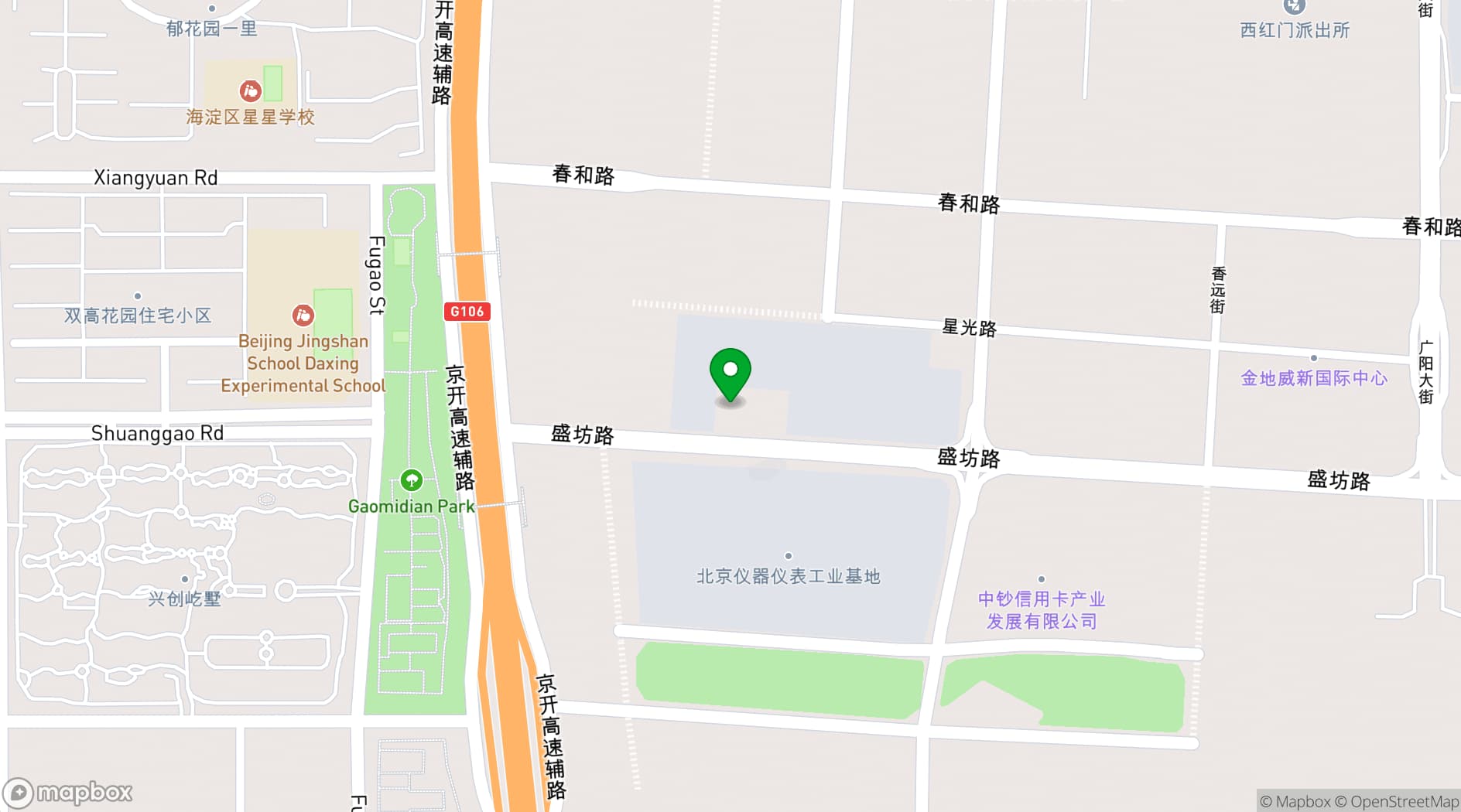 Map showing Hilton Beijing Daxing