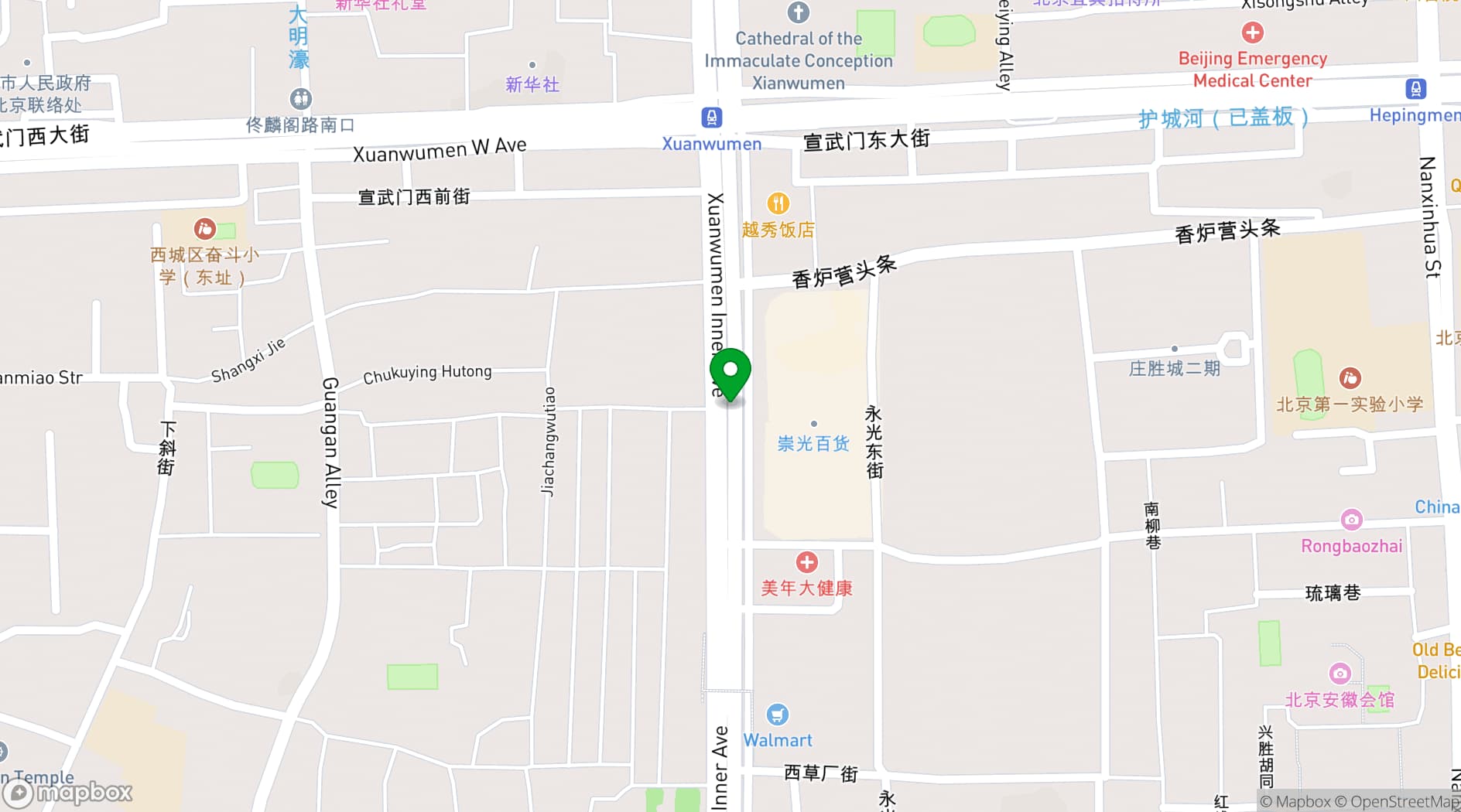 Map showing JW Marriott Hotel Beijing Central