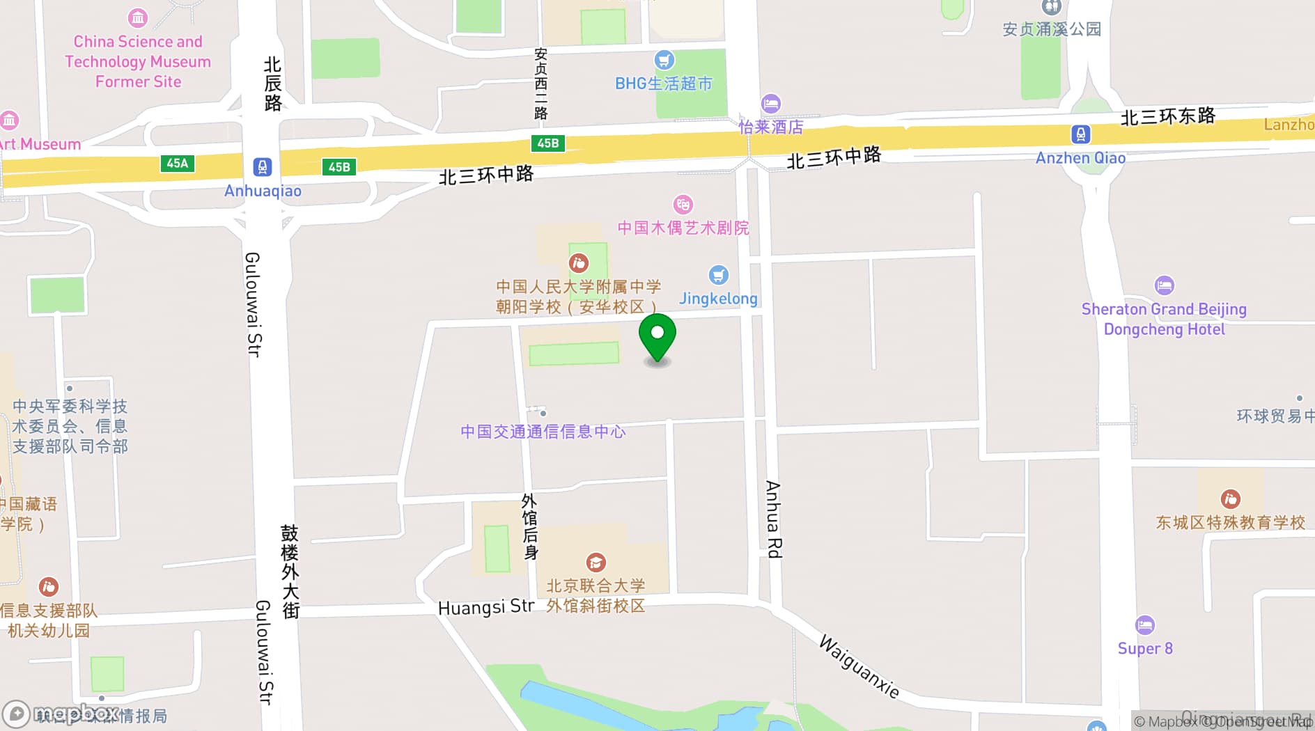 Map showing Gehua New Century Hotel Beijing