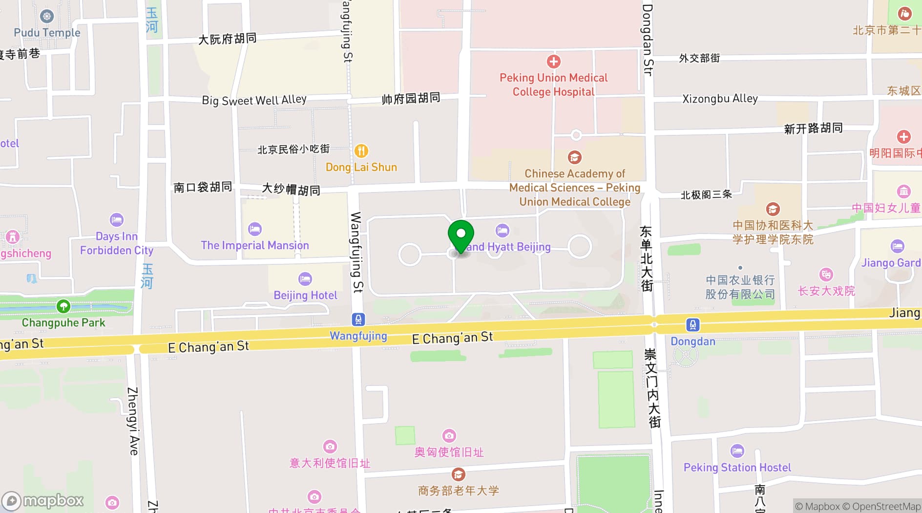 Map showing Grand Hotel Beijing