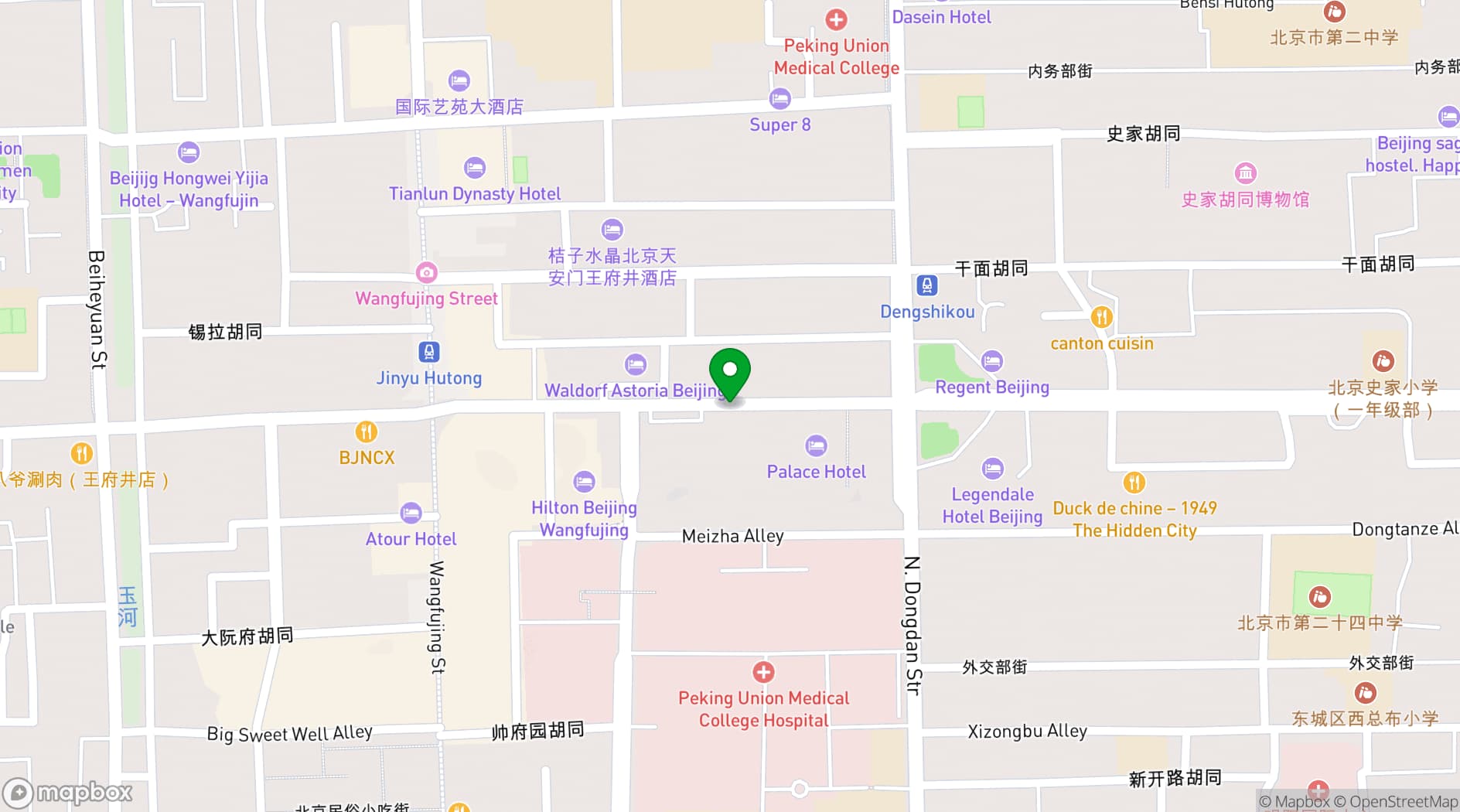 Map showing Novotel Beijing Peace