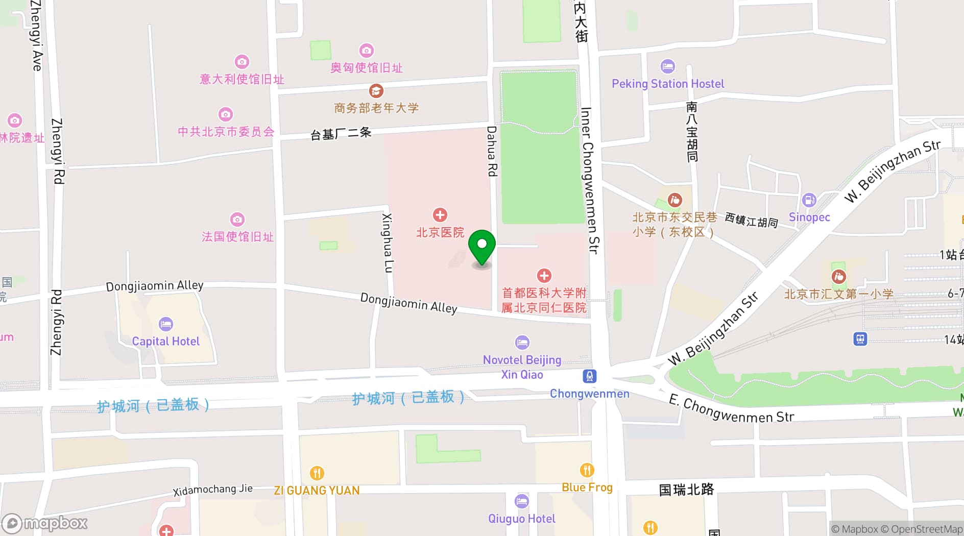 Map showing Capital Hotel Beijing