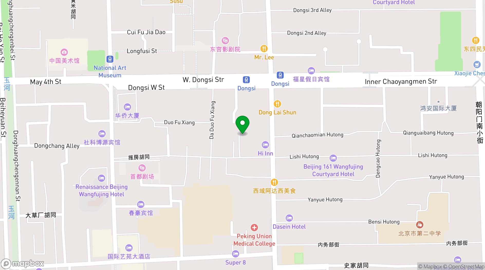 Map showing Renaissance Beijing Wangfujing Hotel