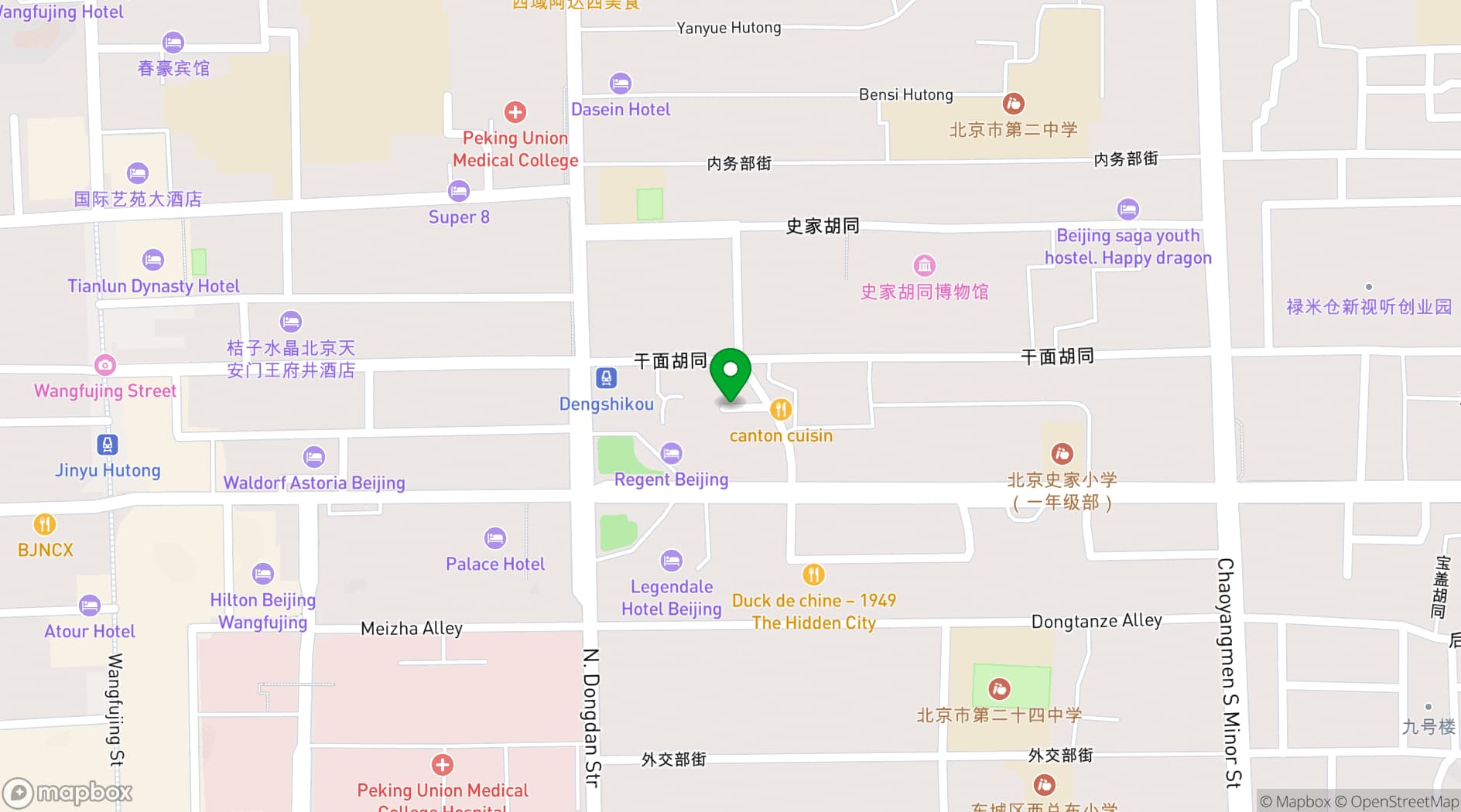 Map showing Hilton Beijing Wangfujing