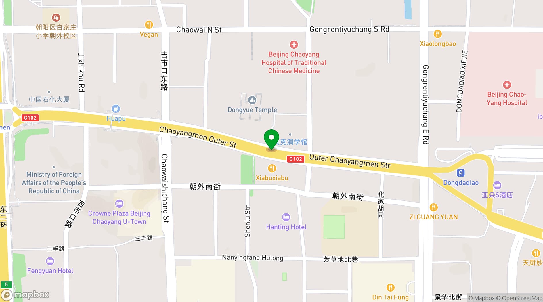 Map showing Crowne Plaza Beijing Chaoyang U-Town