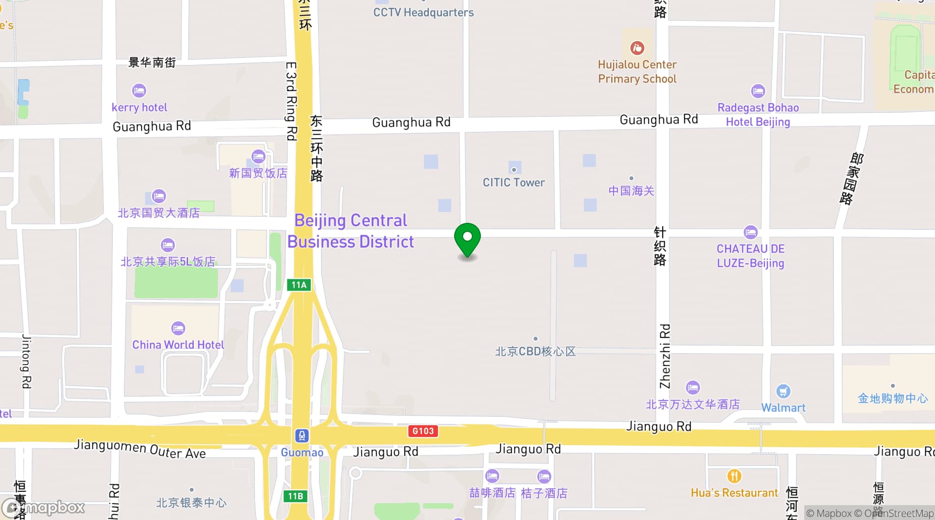 Map showing China World Hotel, Beijing