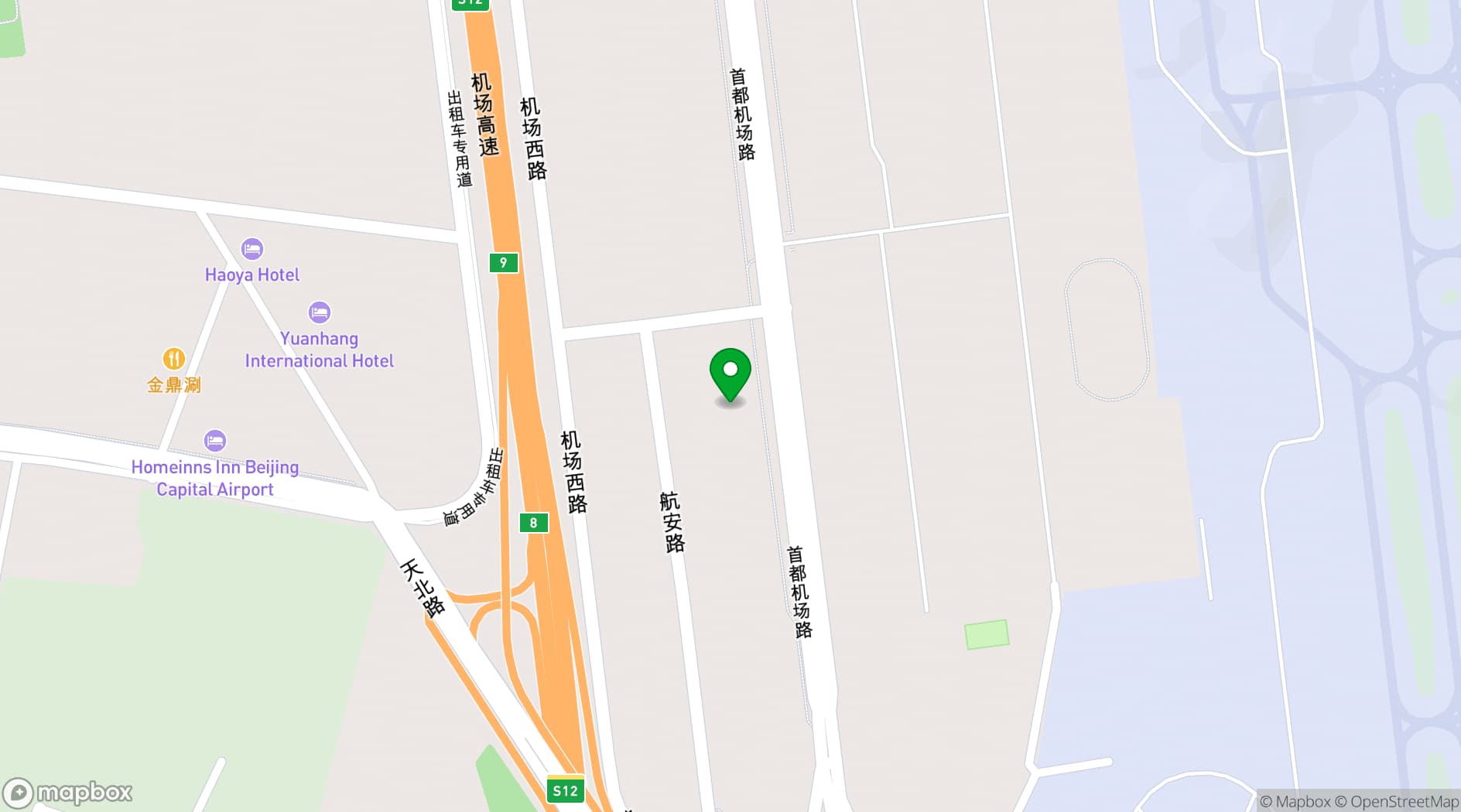 Map showing Crowne Plaza Beijing International Airport