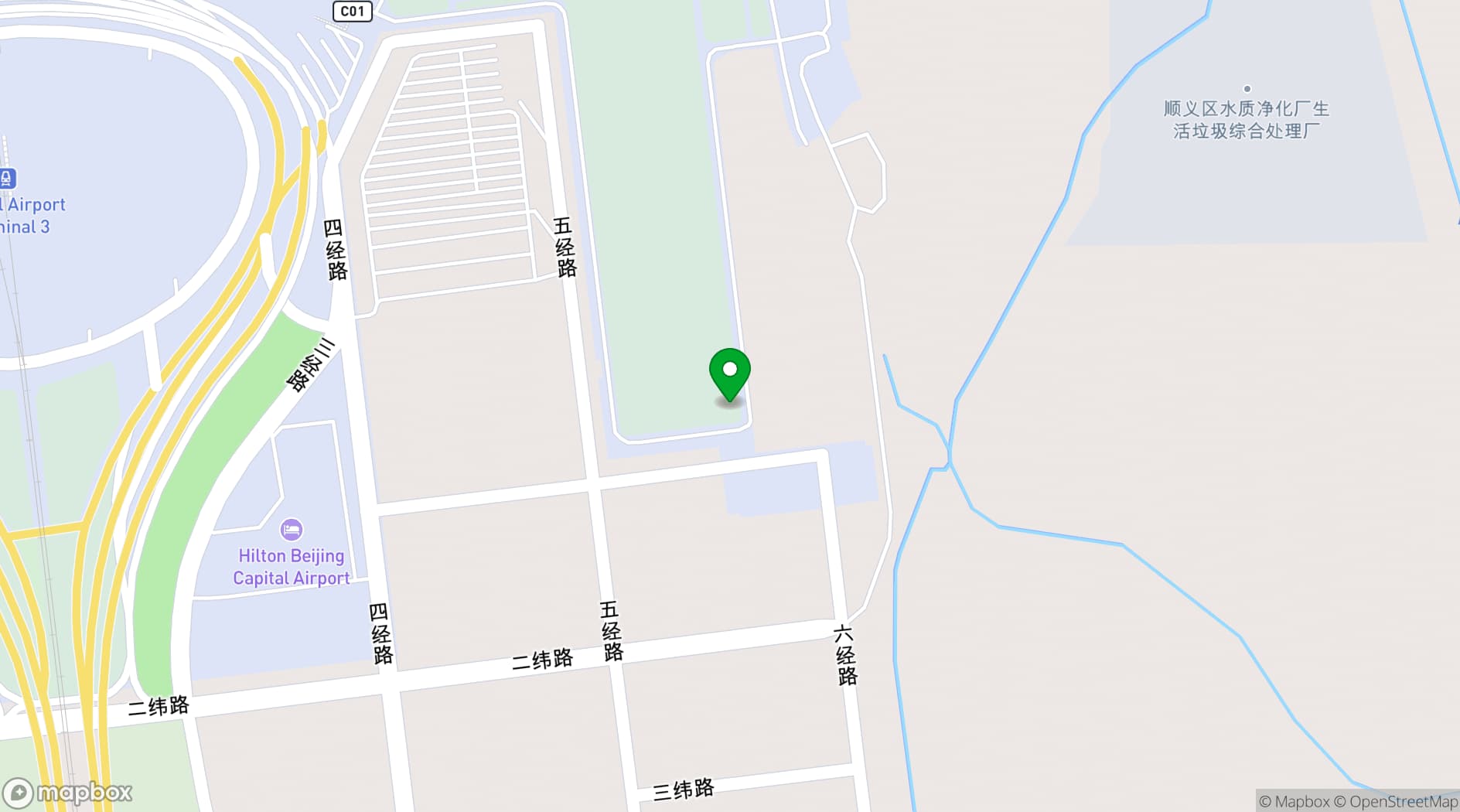 Map showing Hilton Beijing Capital Airport